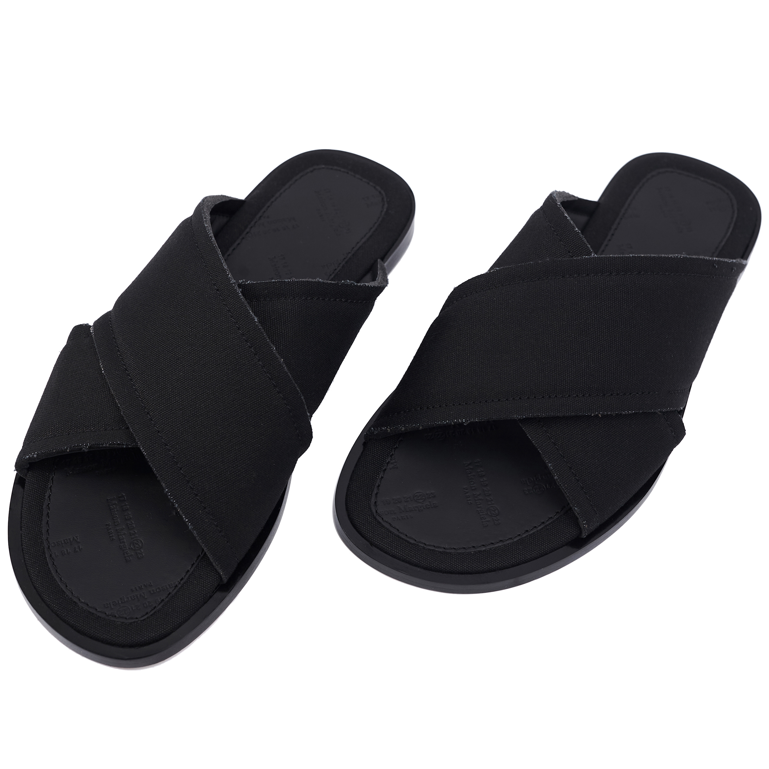 Buy Maison Margiela men black canvas sandals for $468 online on 