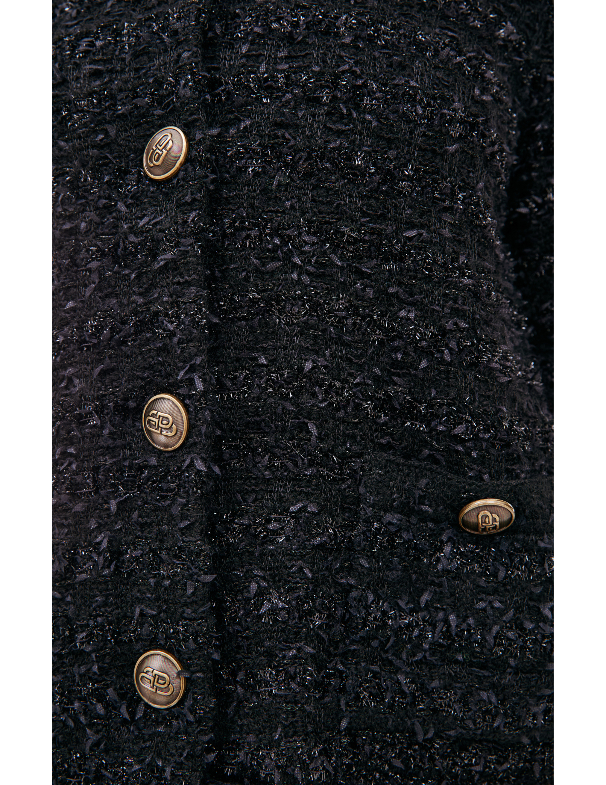 Shop Balenciaga Black Tweed Cardigan