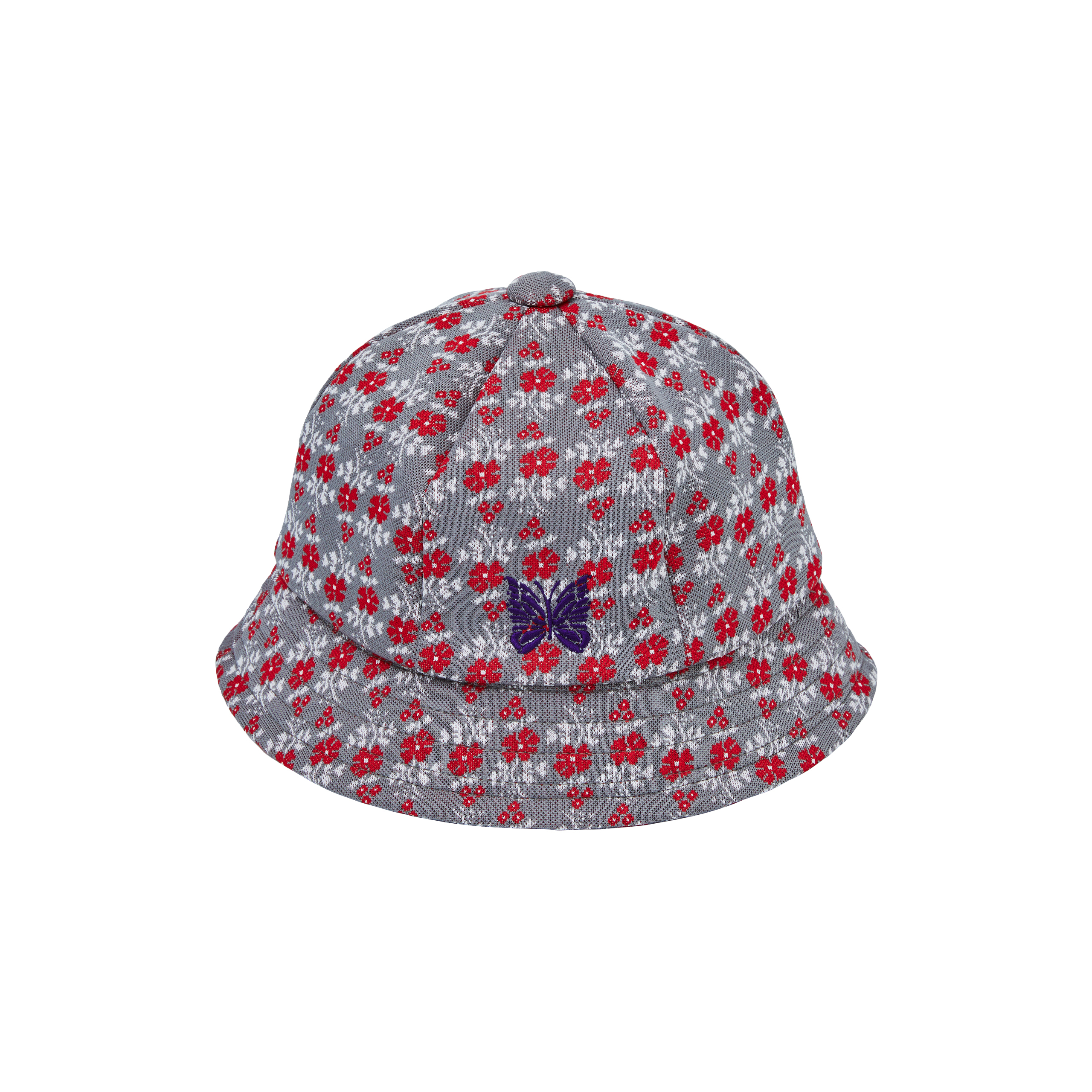 Needles Logo-embroidered Flower-print Bucket Hat In Grey