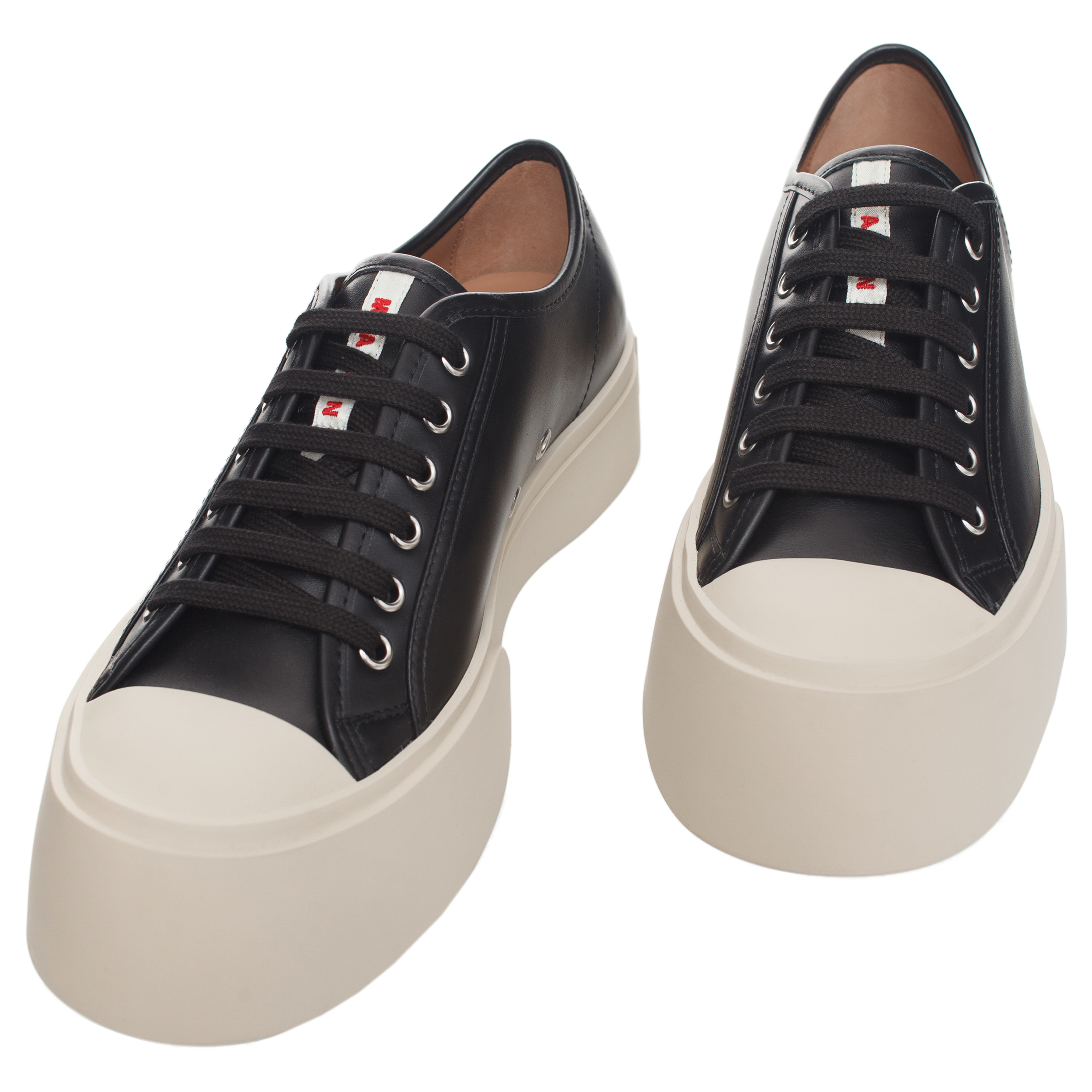 Shop Marni Leather Pablo Sneakers In Black