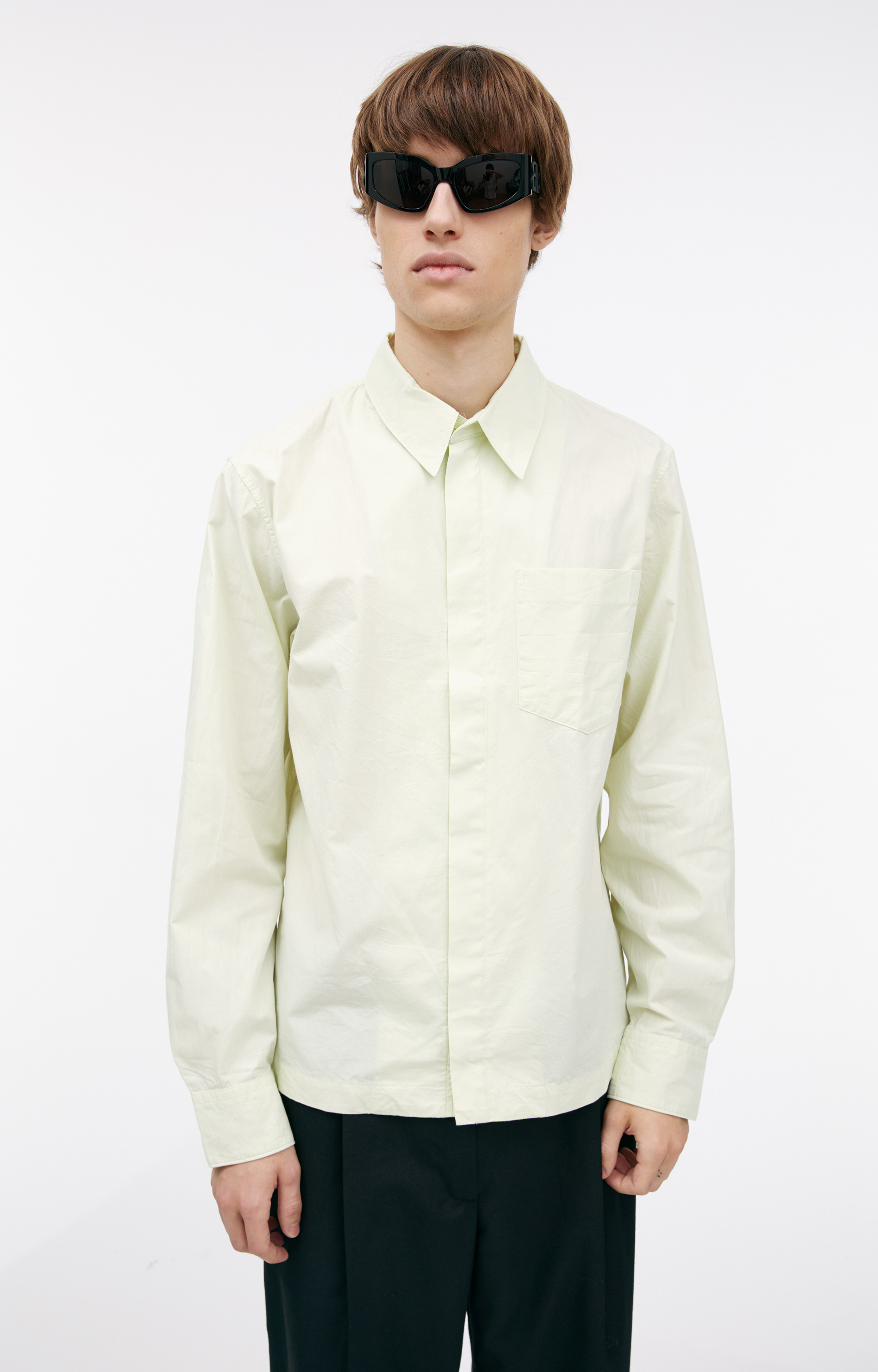 DRIES VAN NOTEN ボタンダウンコットンシャツ ホワイト 46 Buy Dries Van Noten men green cotton button-down shirt for