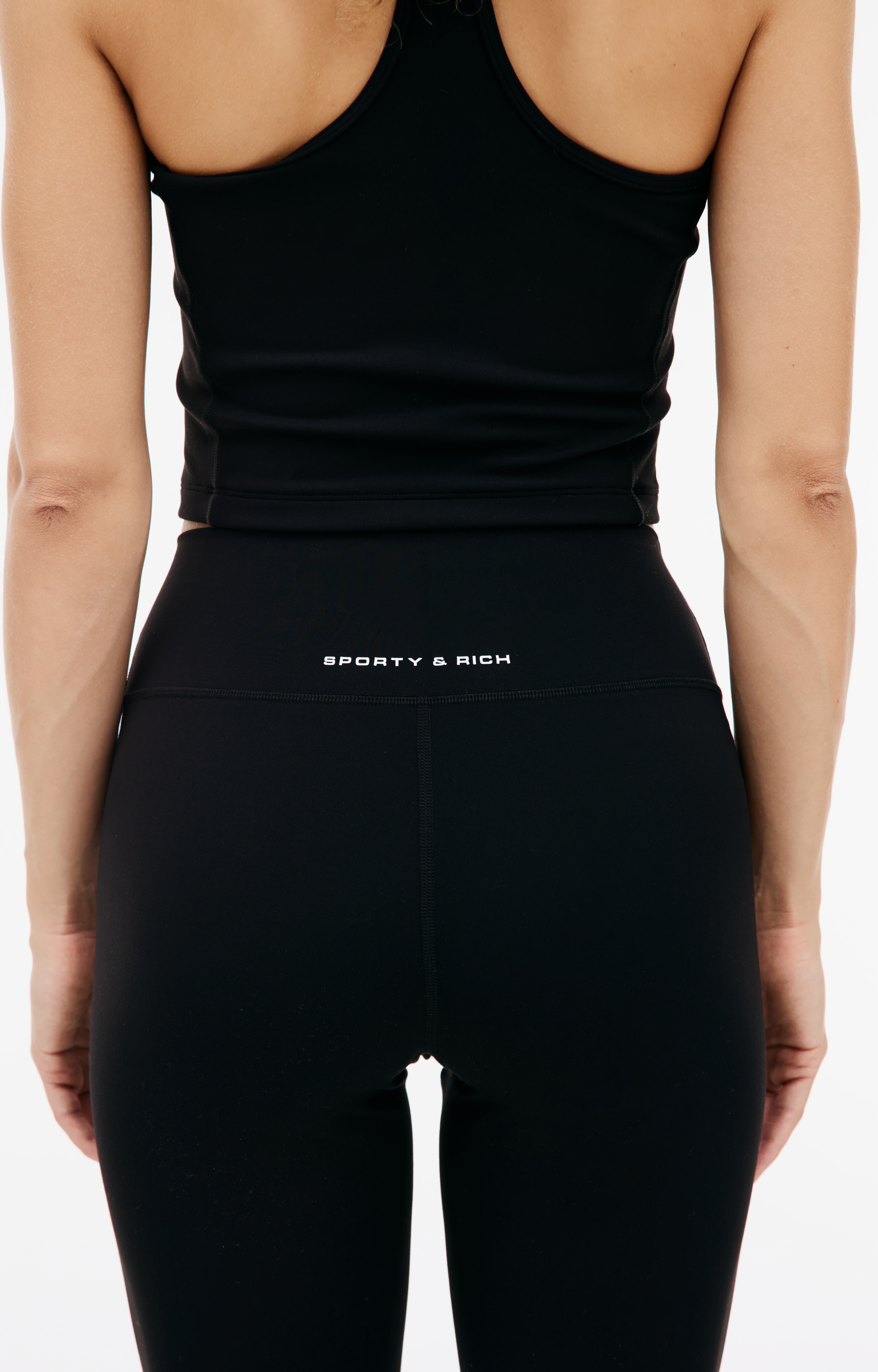 スパッツ・レギンス SPORTY  RICH Women Leggings PA001S405BB BLACK Buy SPORTY & RICH women black logo leggings for $111 online