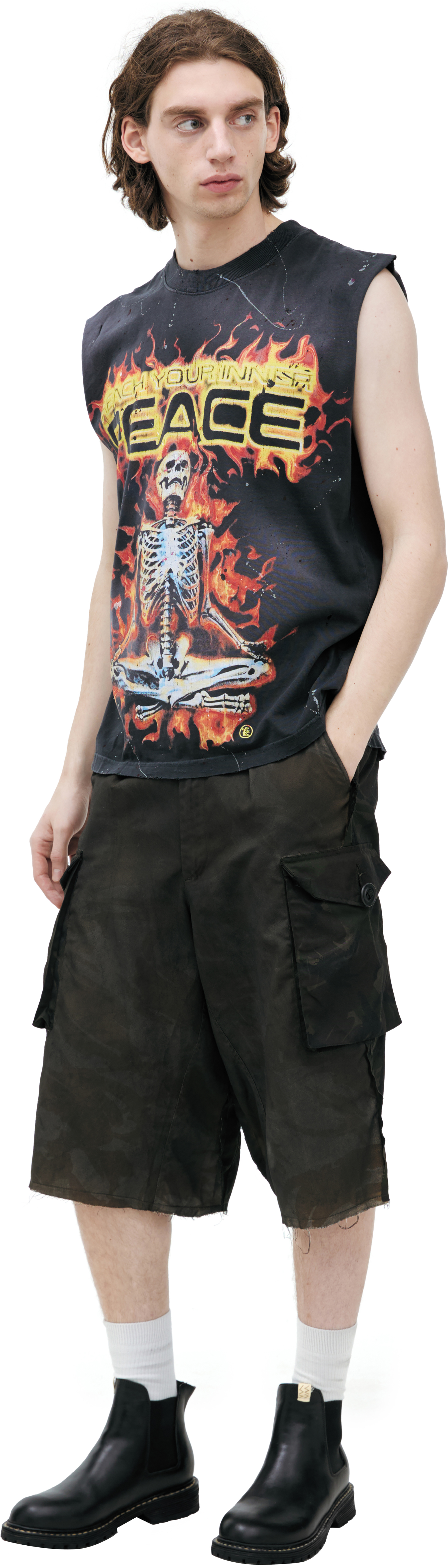 Buy Hellstar men black printed tank top for $340 online on SV77