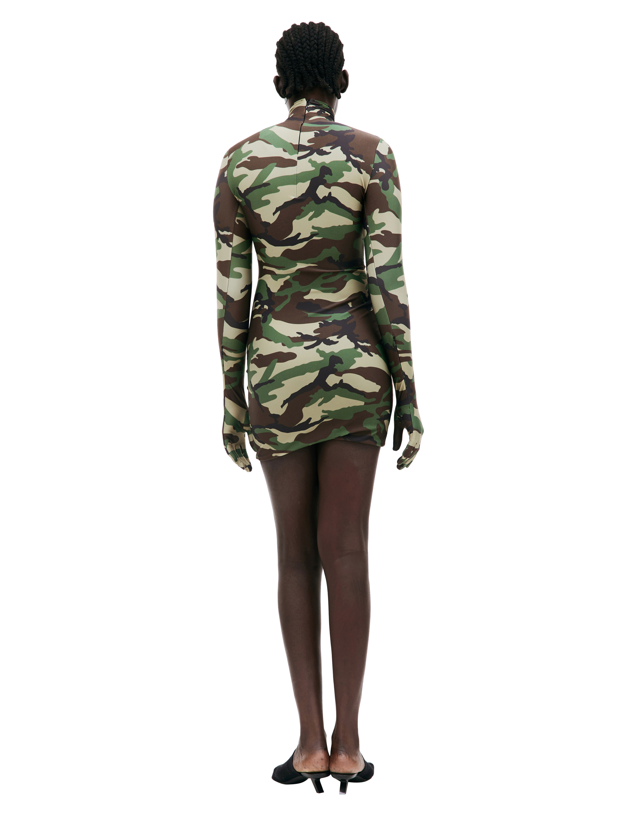 Shop Vetements Mini Dress With Gloves In Green