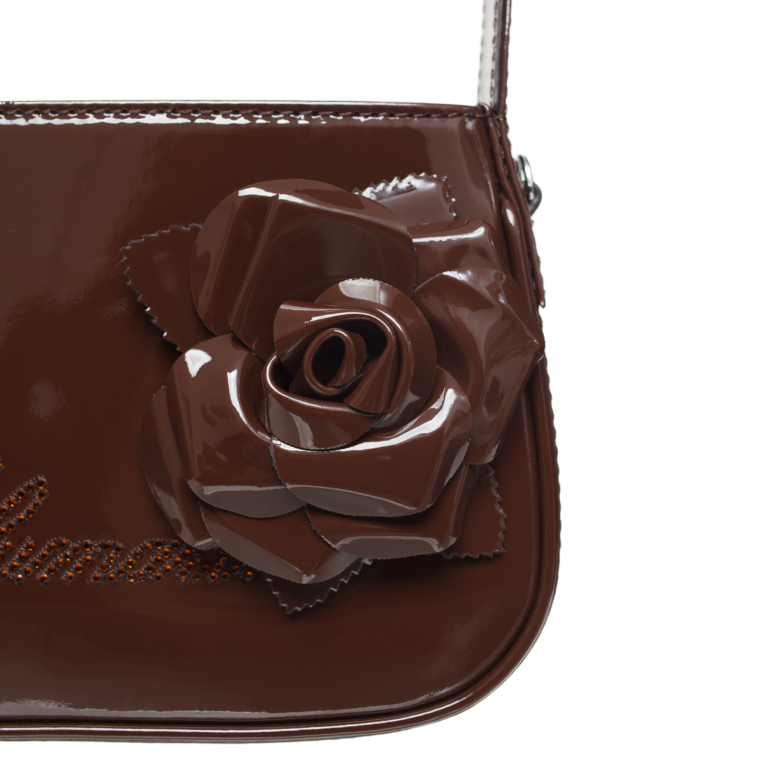 Shop Blumarine Borsa Mini Bag With Rose In Brown