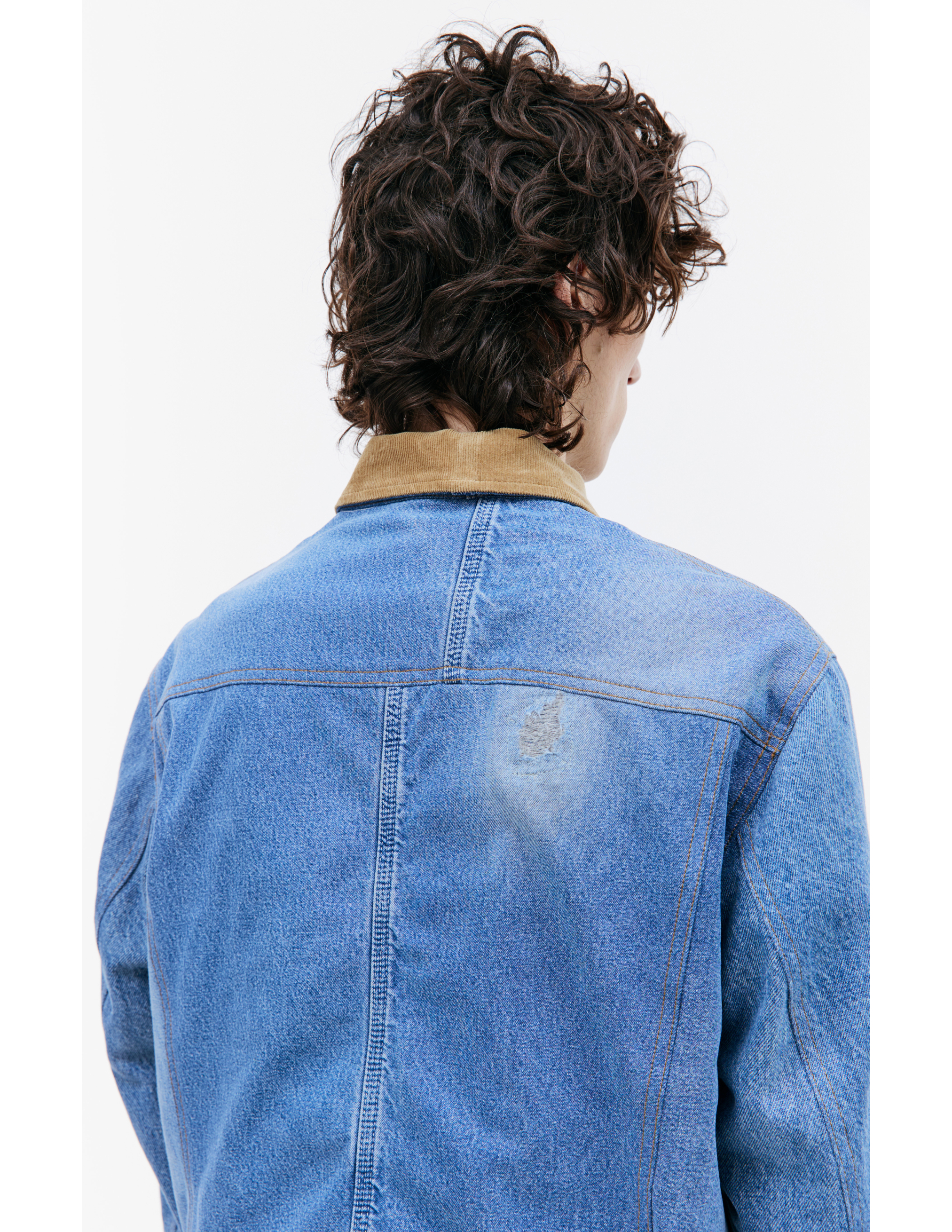 Shop Greg Lauren Vintage Denim Jacket In Blue