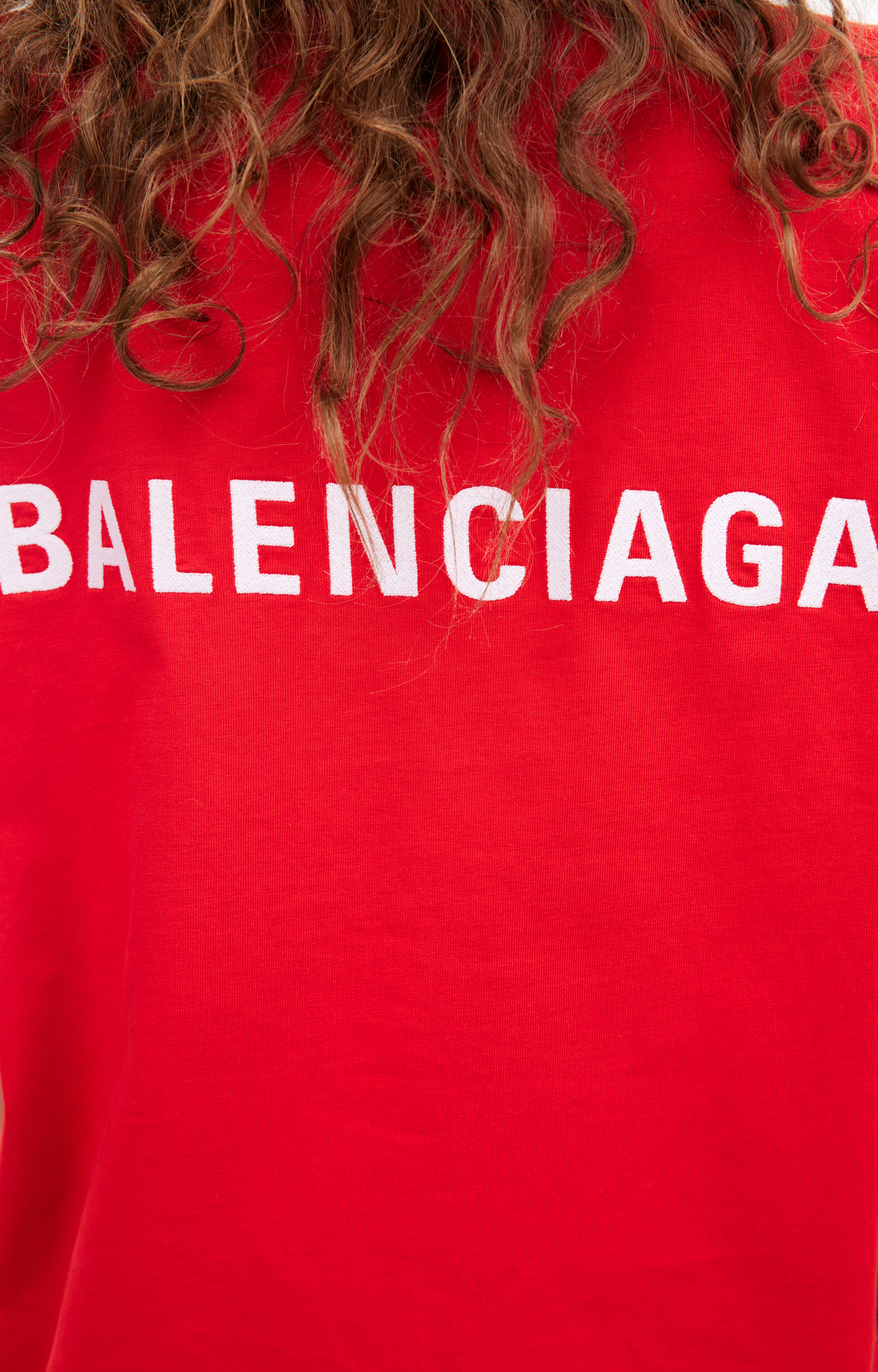 Buy Balenciaga women red oversize logo t-shirt for $810