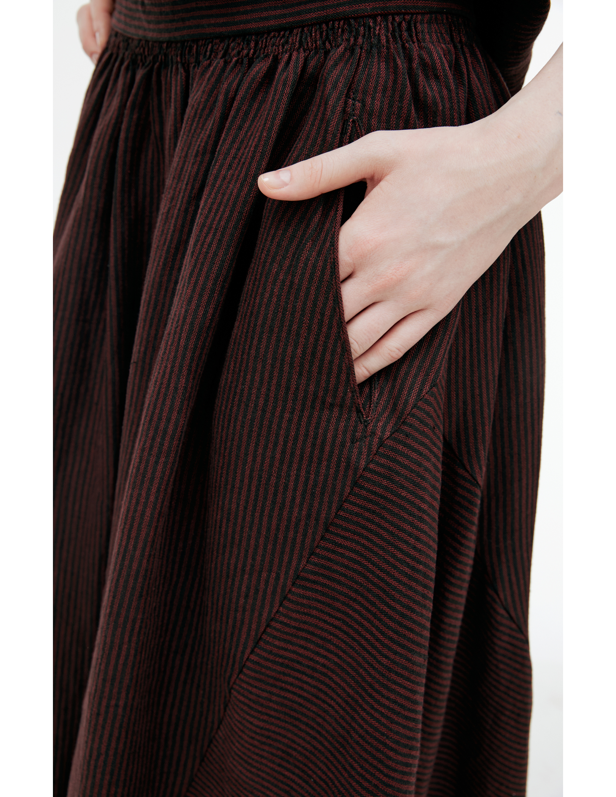 Shop Ziggy Chen Striped Midi Skirt
