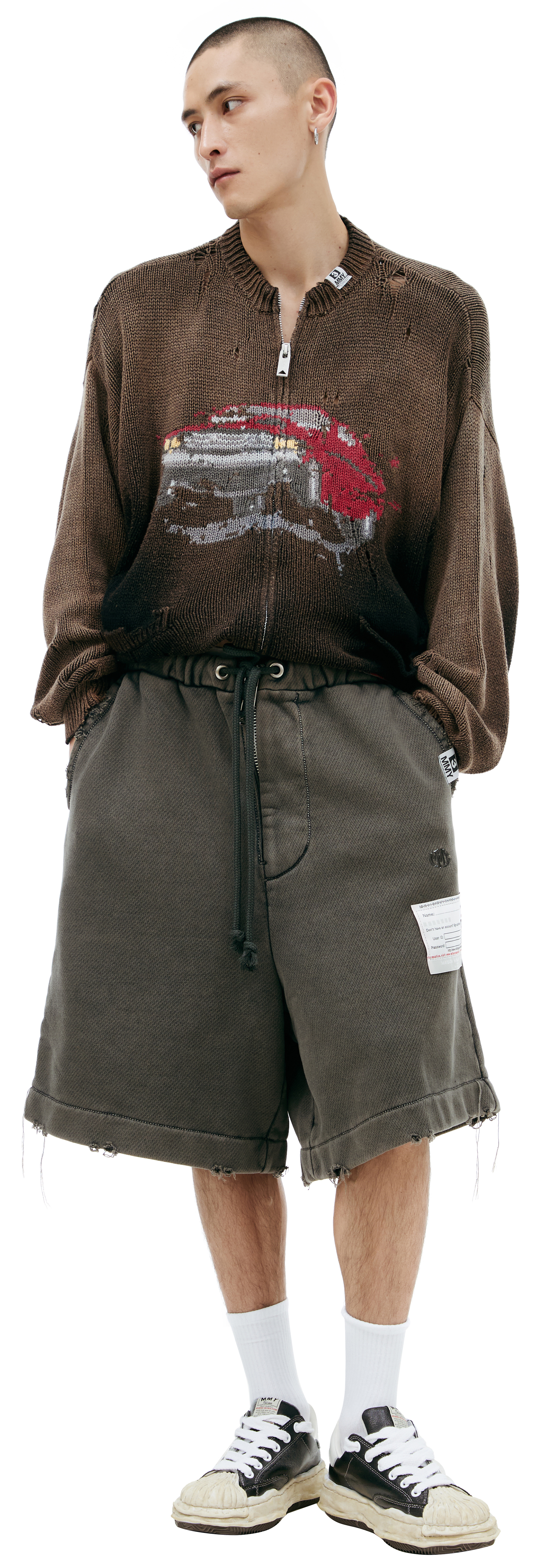 Buy Maison Mihara Yasuhiro men black cotton patch shorts for