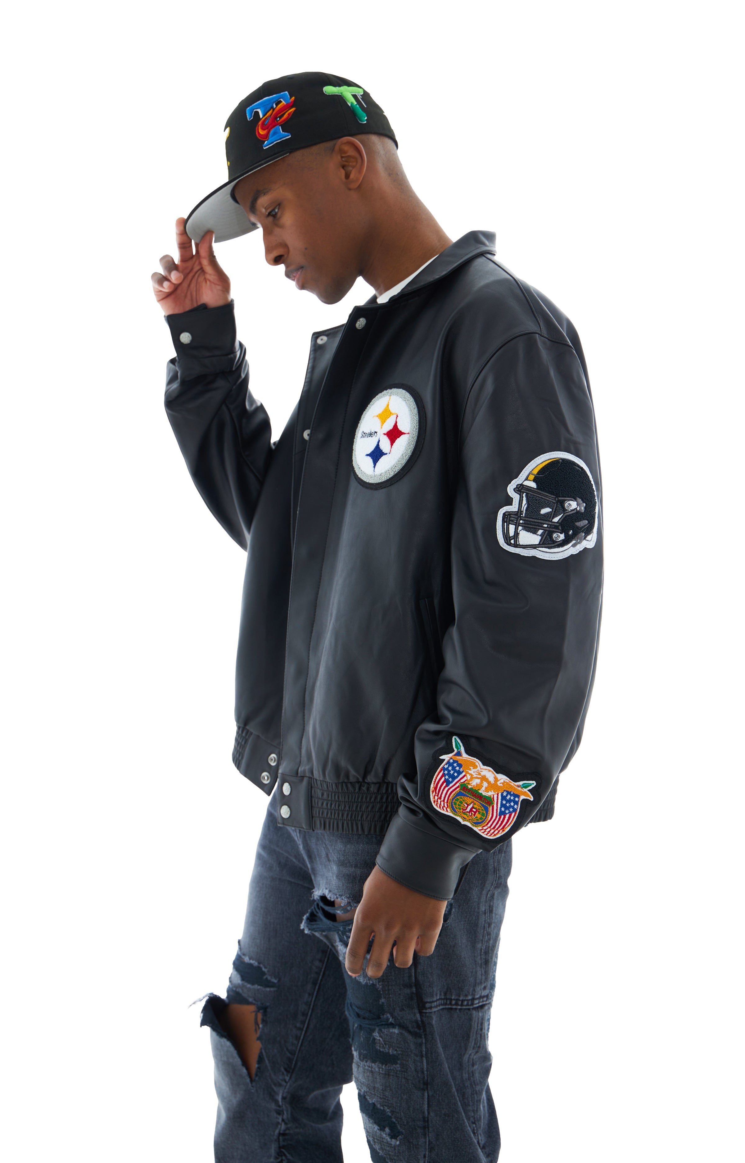 Jeff Hamilton Steelers Bomber Jacket In Black