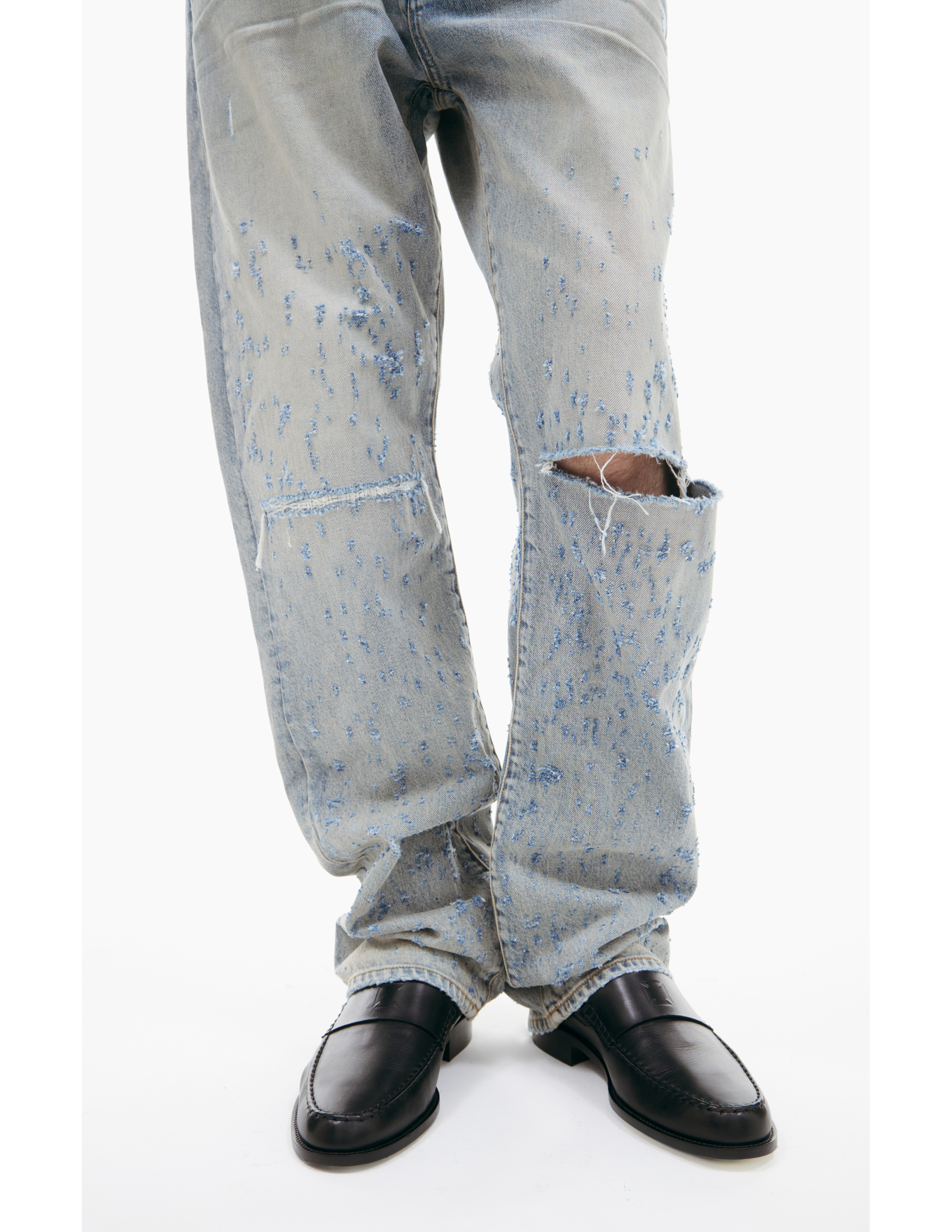 Amiri Ripped Jeans With Scuffs In Blue