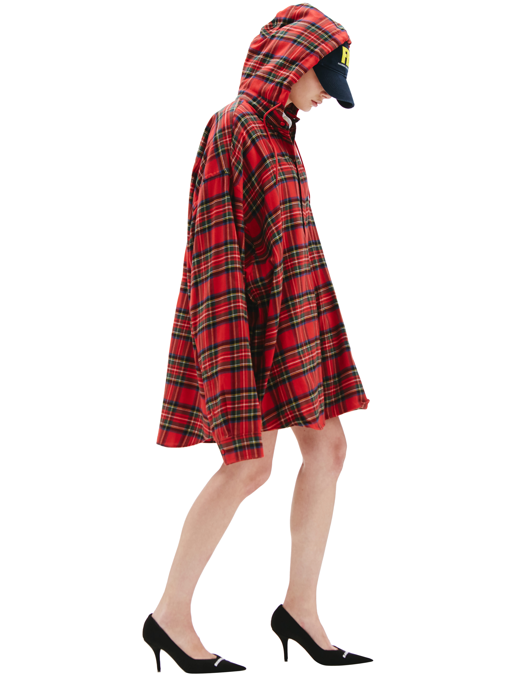Balenciaga Hooded Flannel Check Shirt