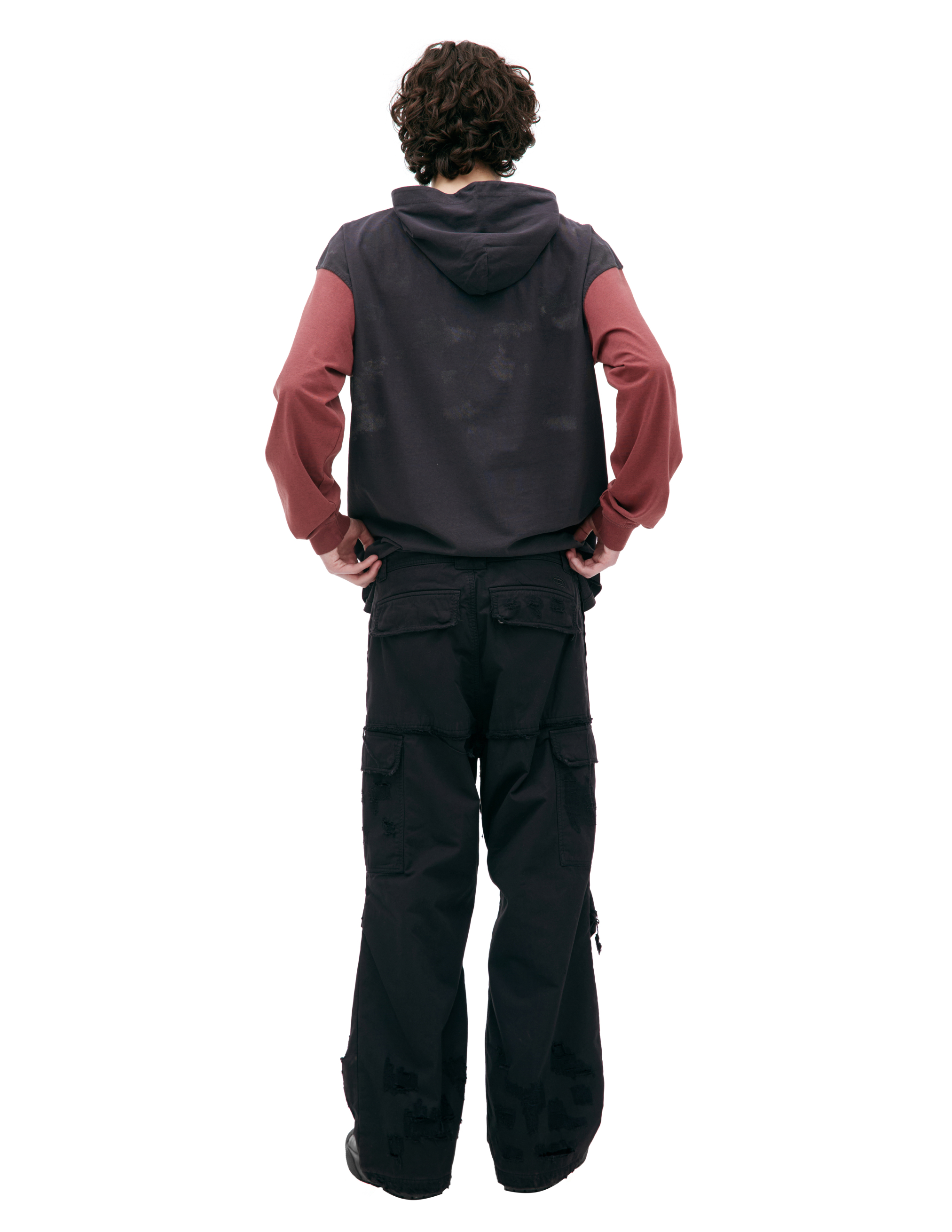 Diesel Ripped Kargo Trousers In Black