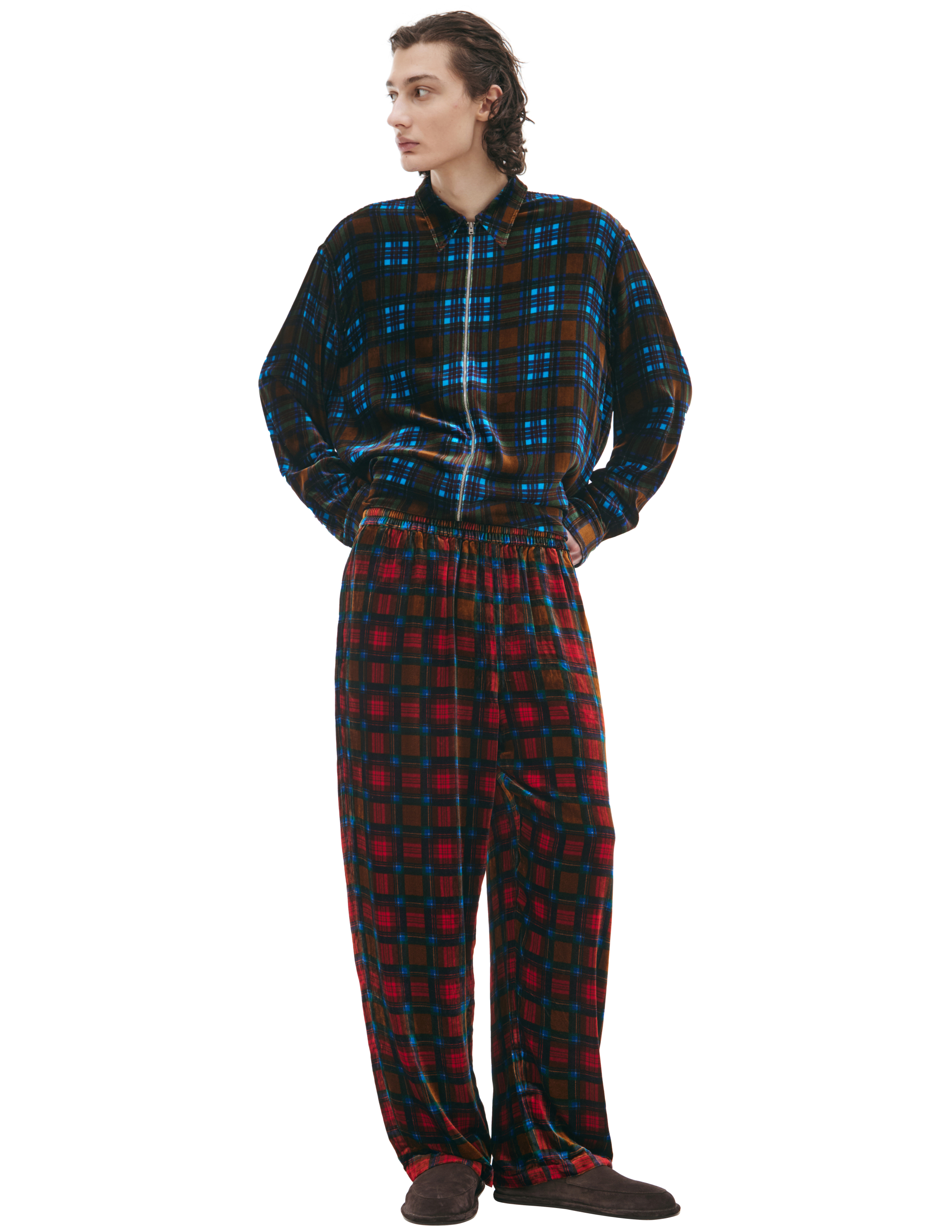 Acne Studios Red Plaid Trousers In Red