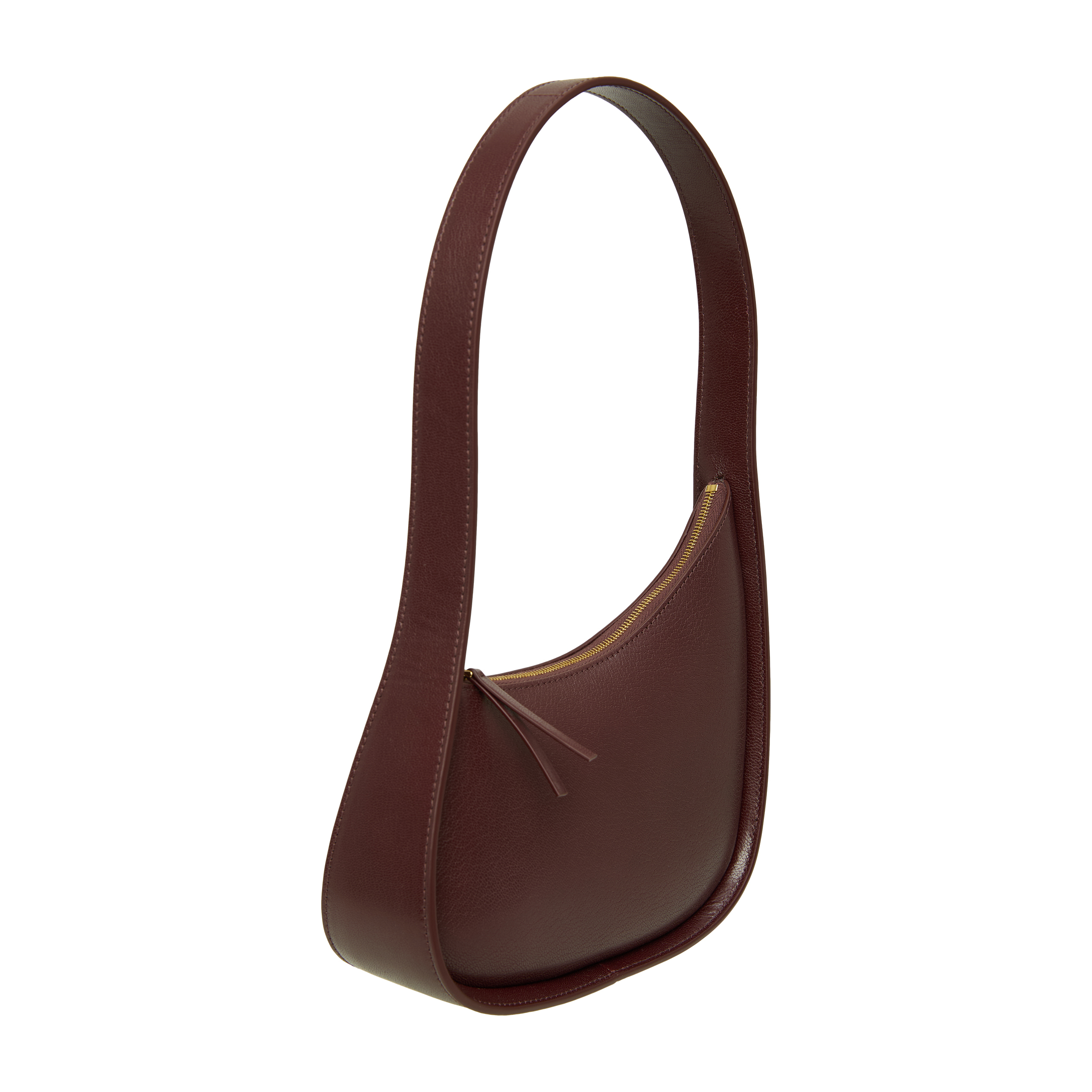 The Row Half Moon Leather Bag In Burgundy