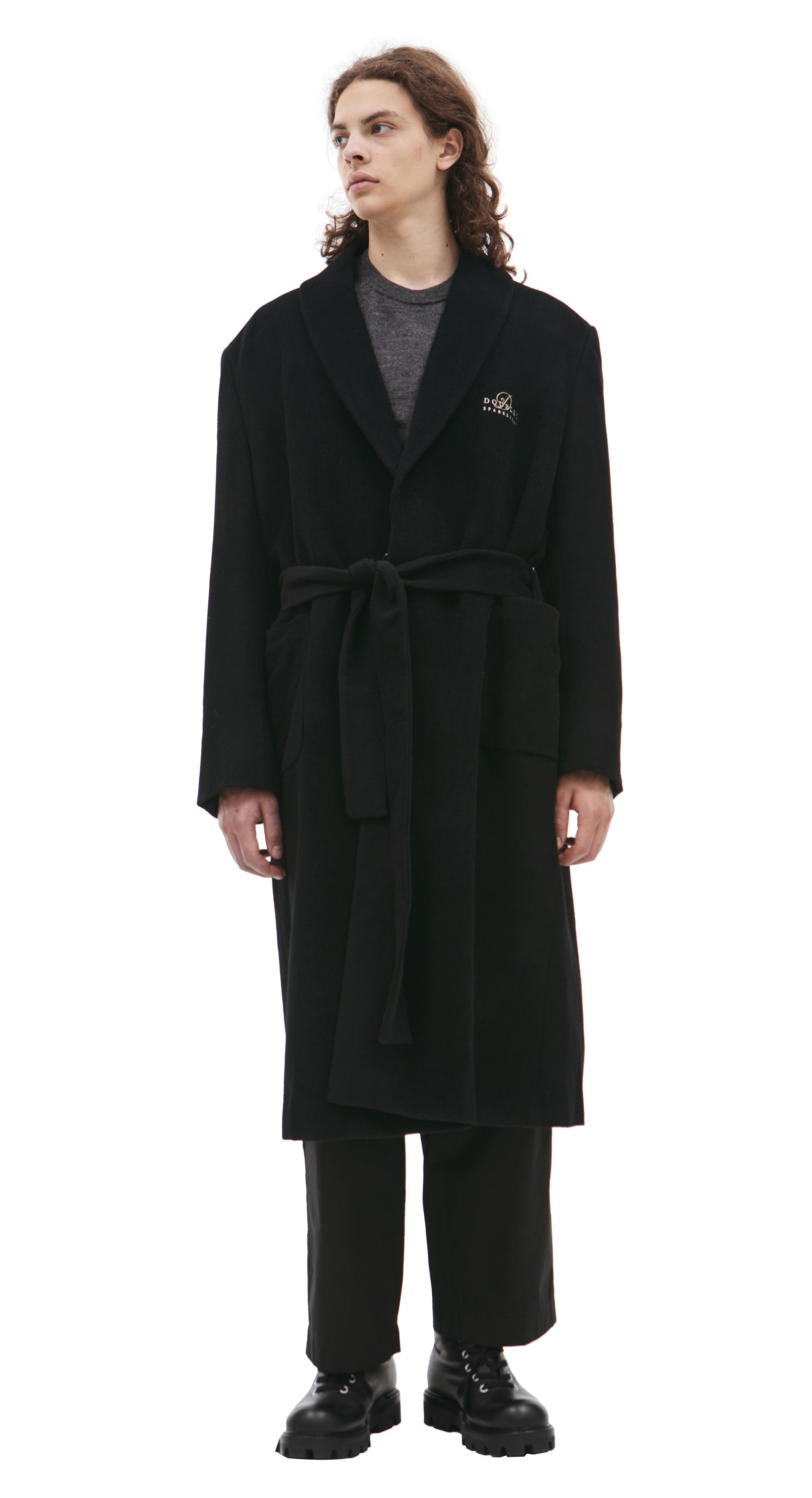 Buy Doublet men black wool coat for $1,545 online on SV77