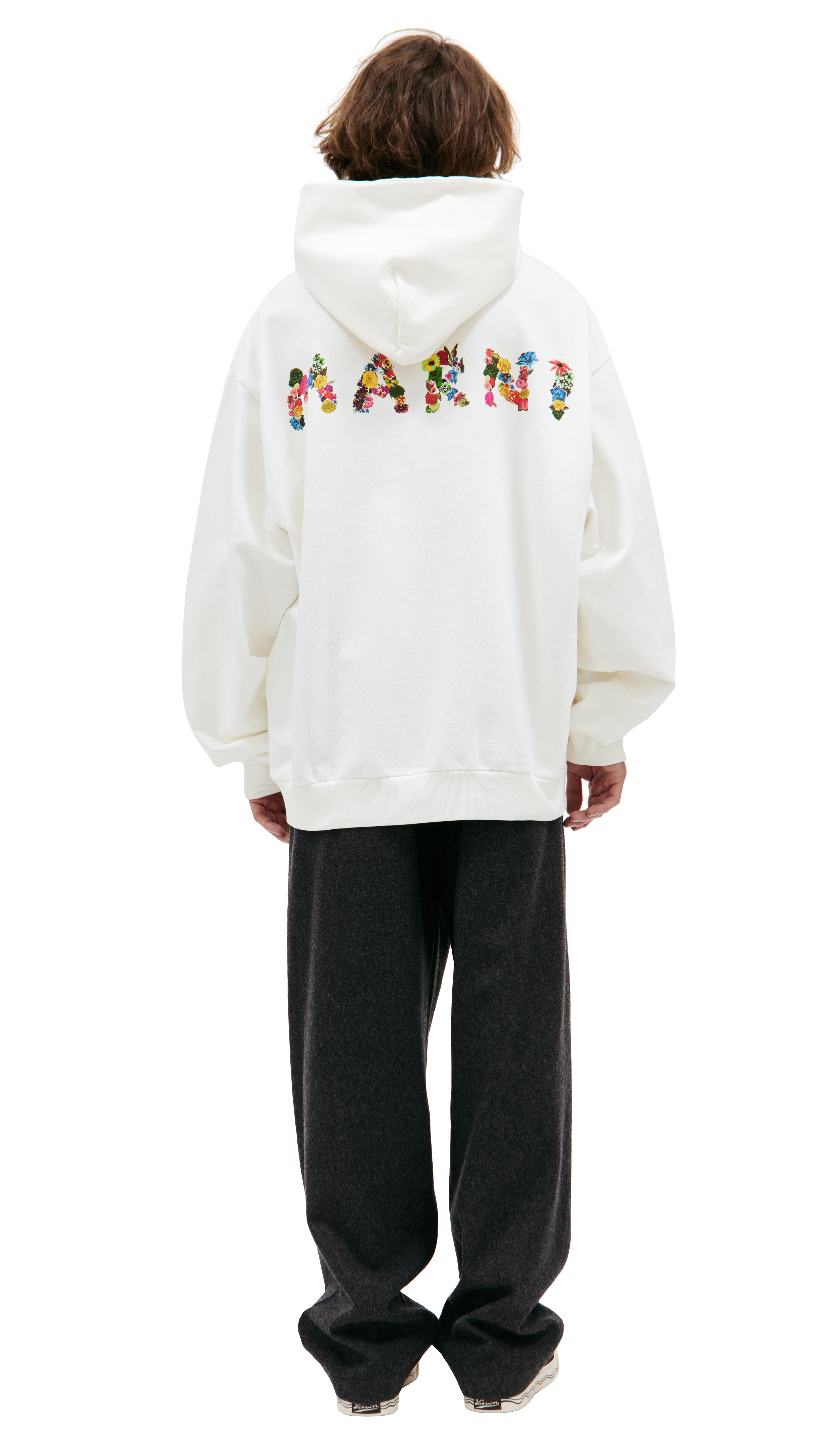 ★MARNI★ Slogan Print Hood Stone White Red FUMU0067PFUSCV84 Buy Marni men white printed logo hoodie for $443 online on