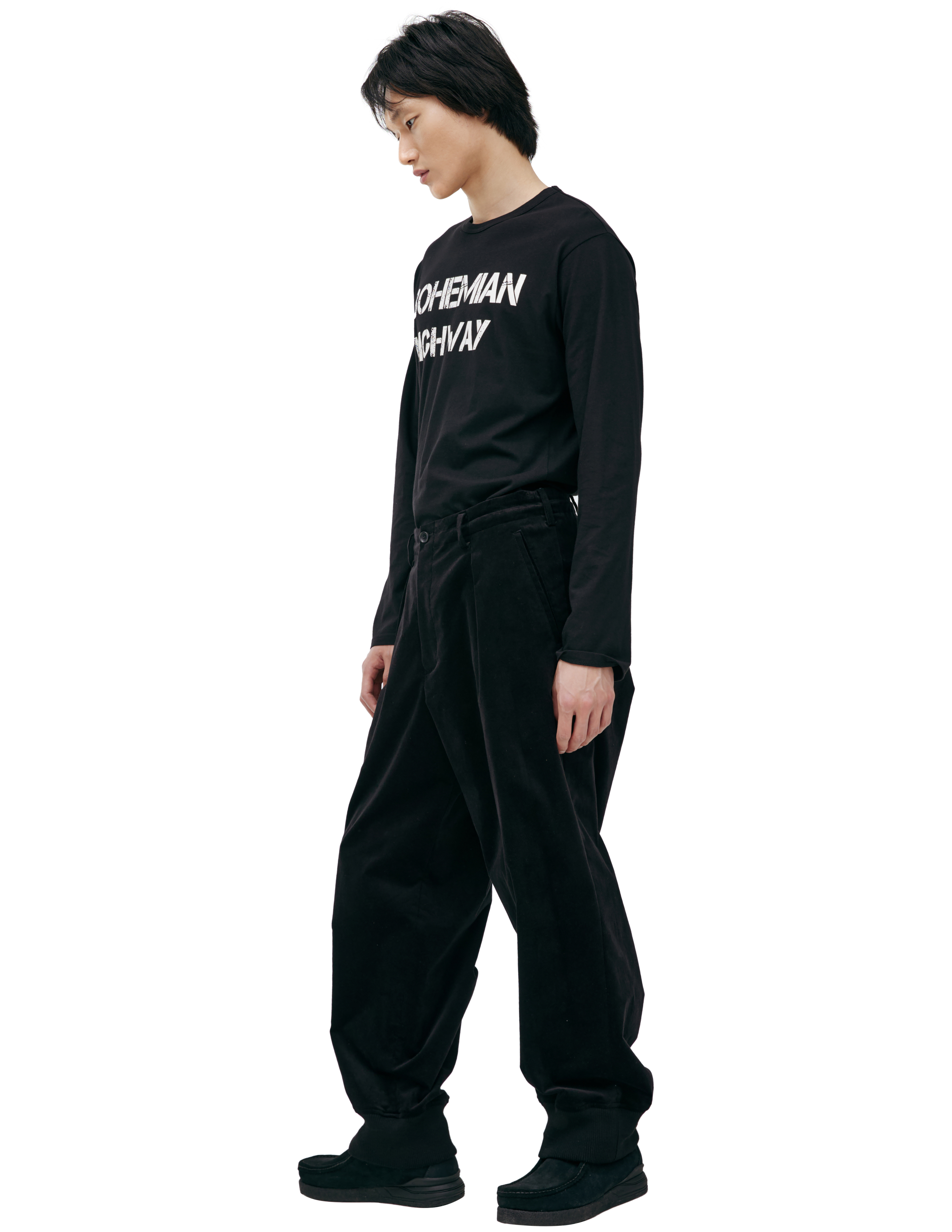Yohji Yamamoto Tapered Corduroy Trousers In Black