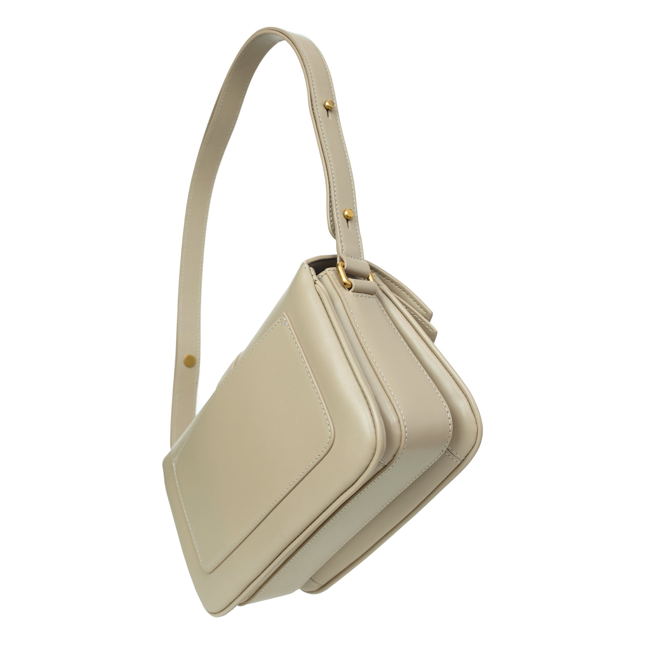 Shop Balenciaga Leather Lady Flap Bag In Beige