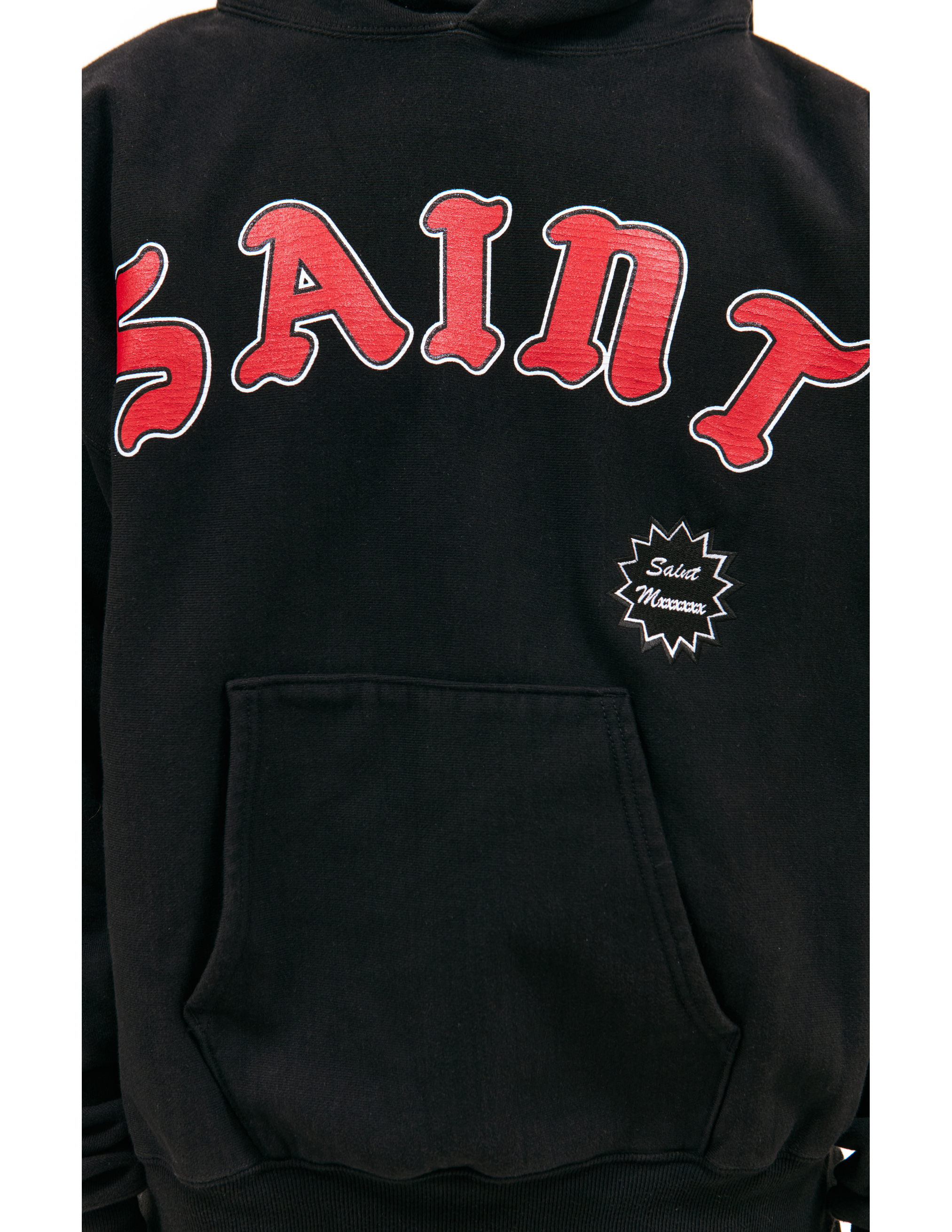 Shop Saint Michael Logo Printed Hoodie In Black