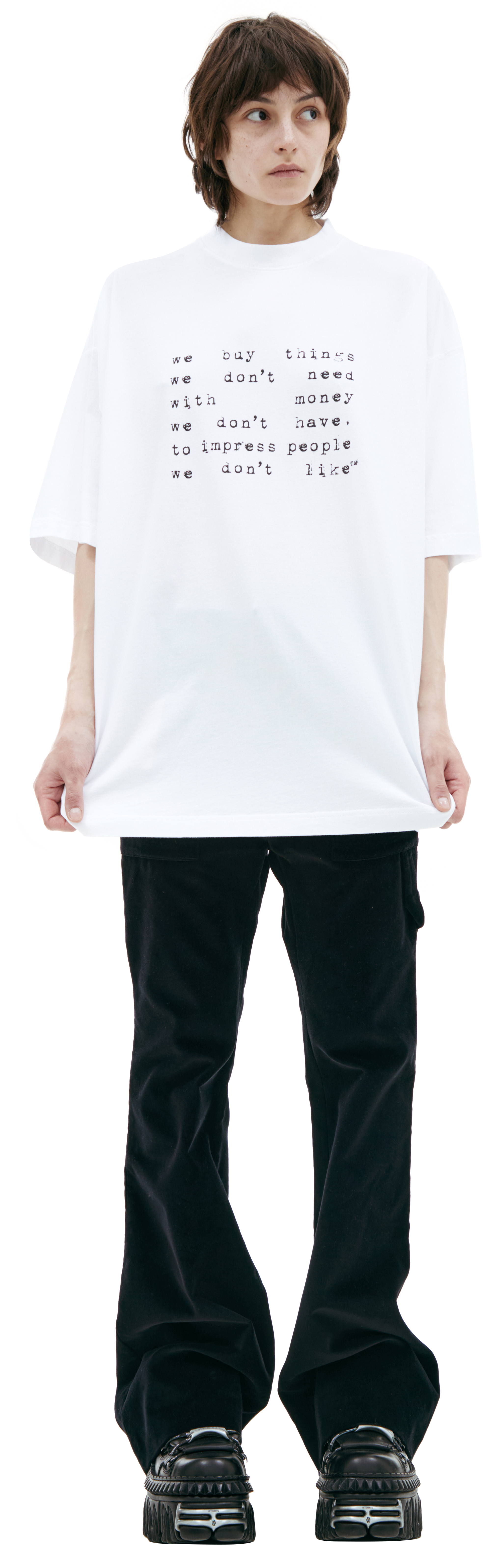 Buy VETEMENTS women white t-shirt 'we buy things' for $348