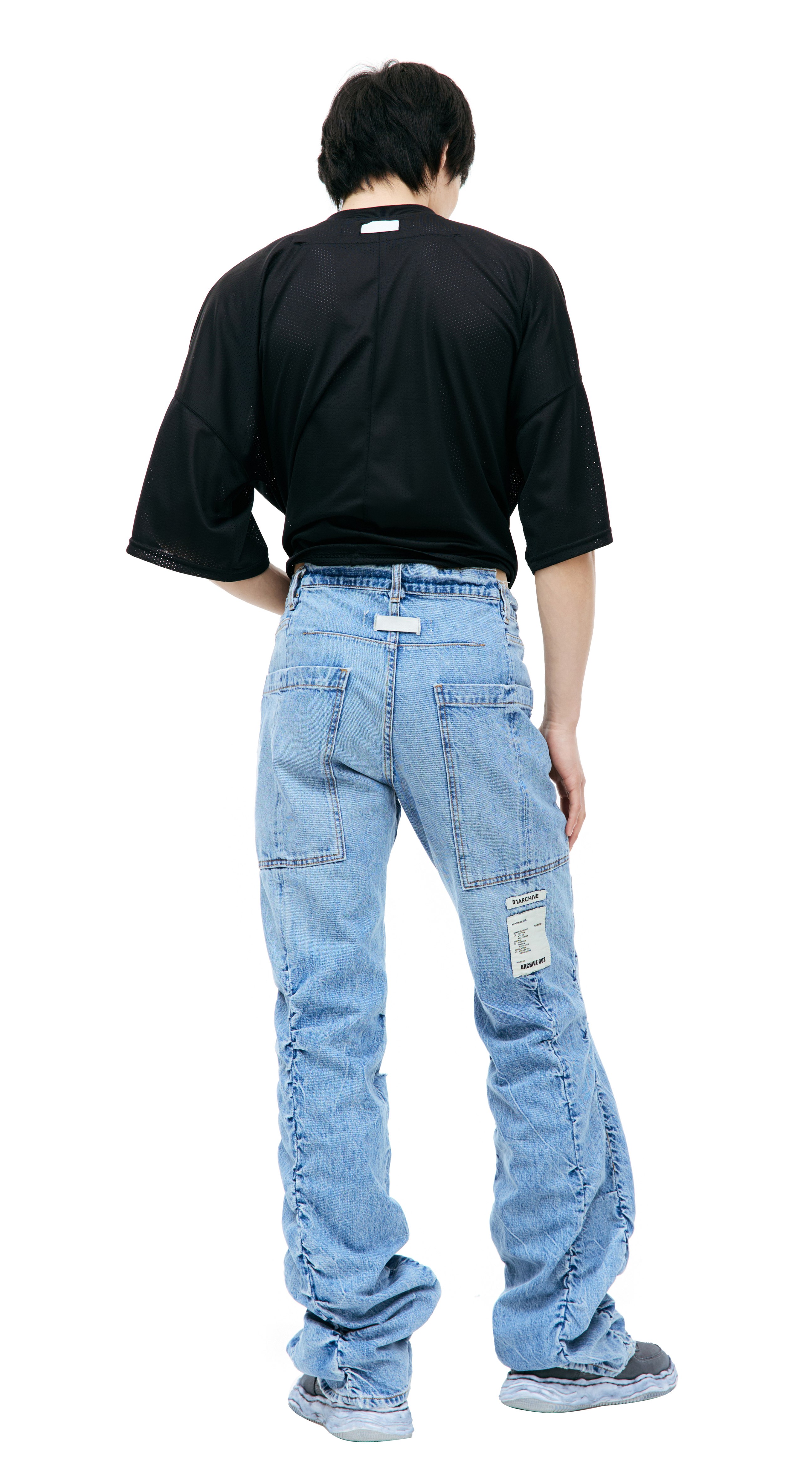 Buy B1ARCHIVE men blue shitted jeans for $718 online on SV77