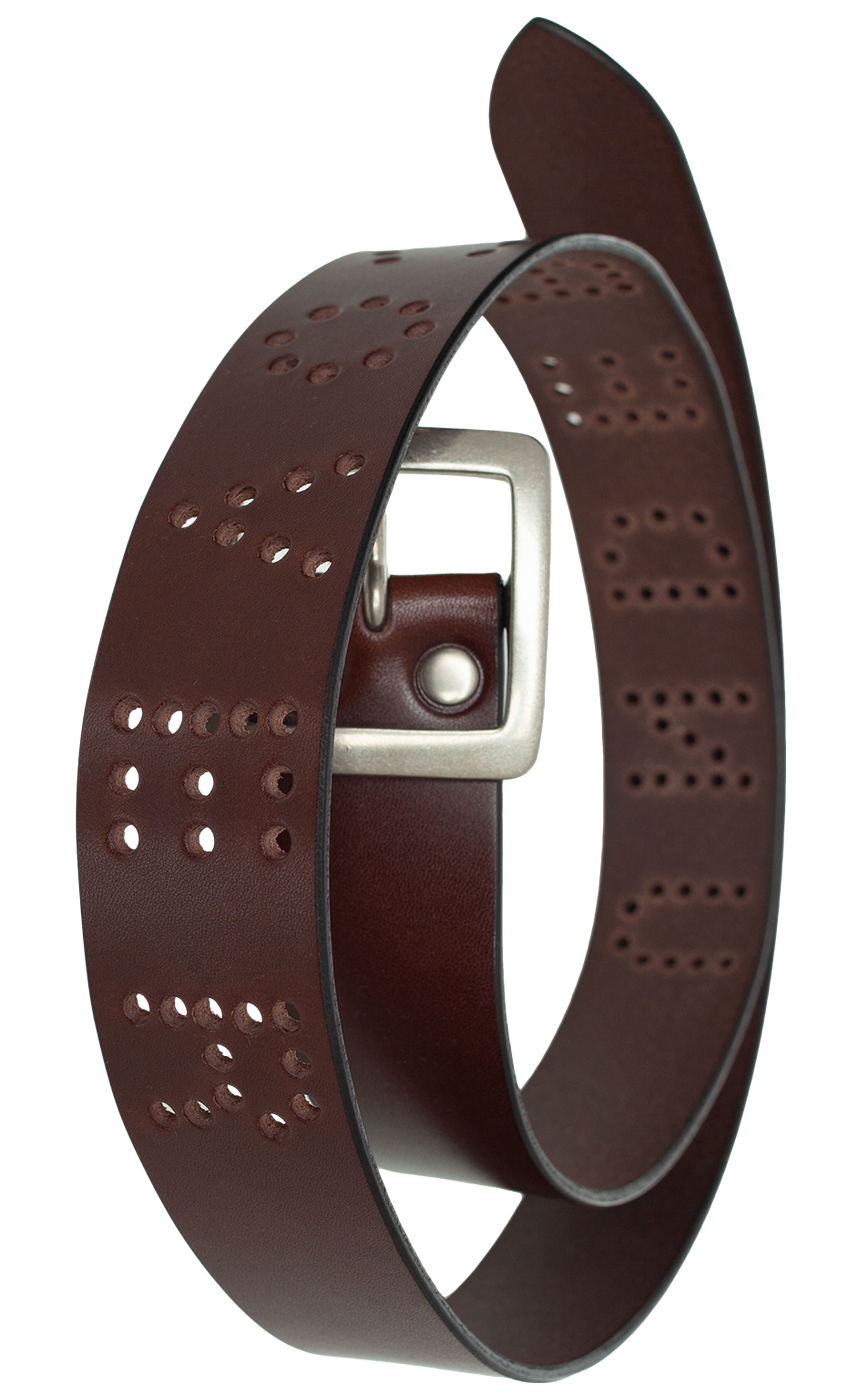Buy Undercover men brown logo leather belt for $221 online