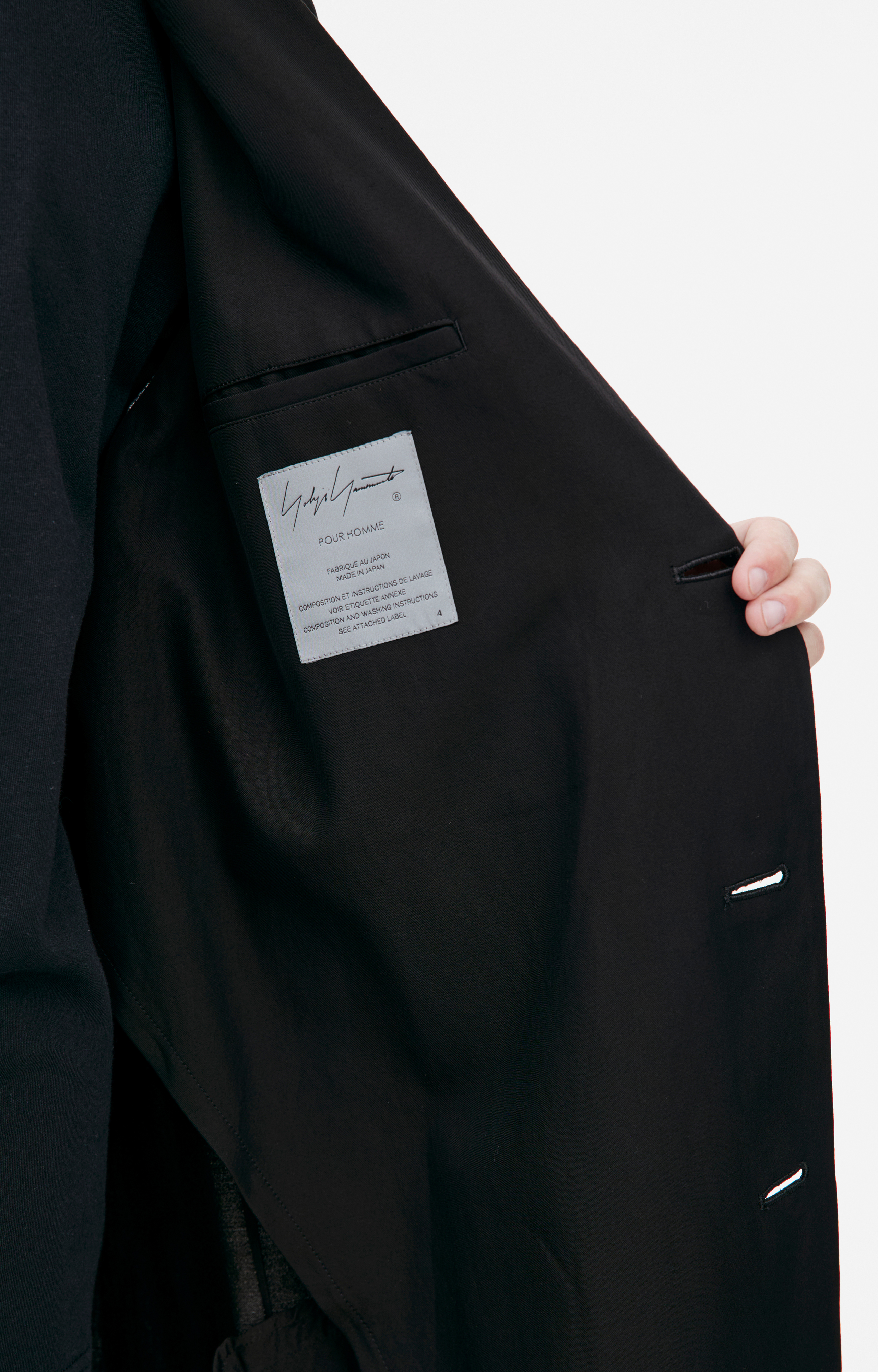 Buy Yohji Yamamoto men black 'shitty life' embroidered coat