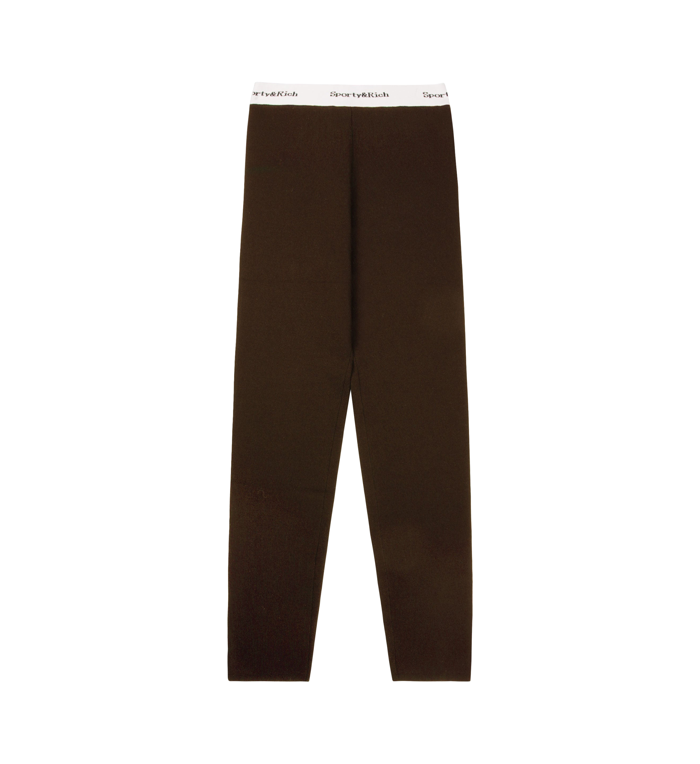 Shop Sporty And Rich Serif Logo Knitted Leggings In Brown