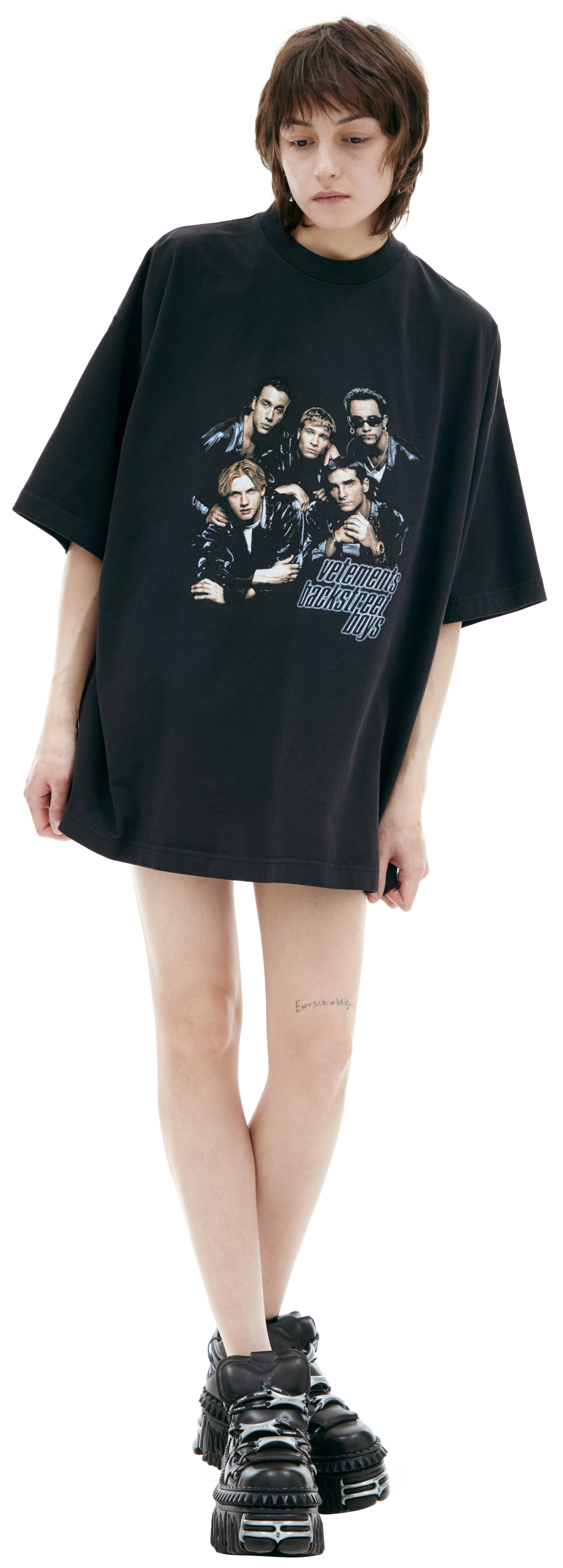 Buy VETEMENTS women black t-shirt with 'backstreet boys' for