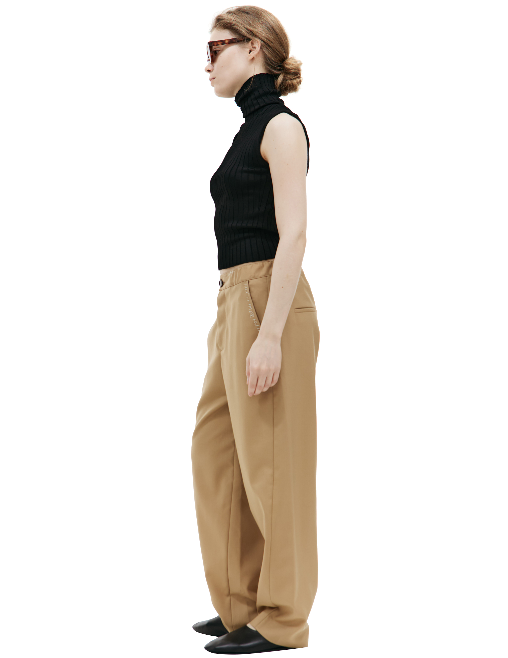 Shop Marni Beige Loose-fitting Trousers