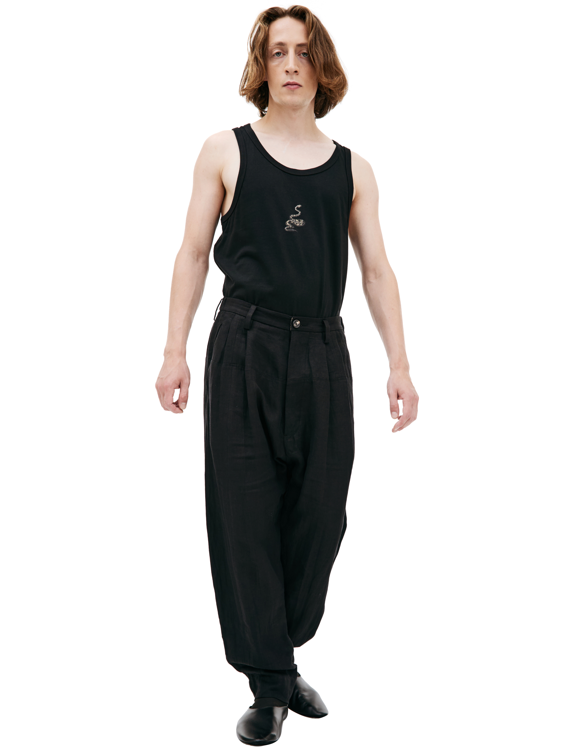 Shop Ziggy Chen Black Linen Trousers