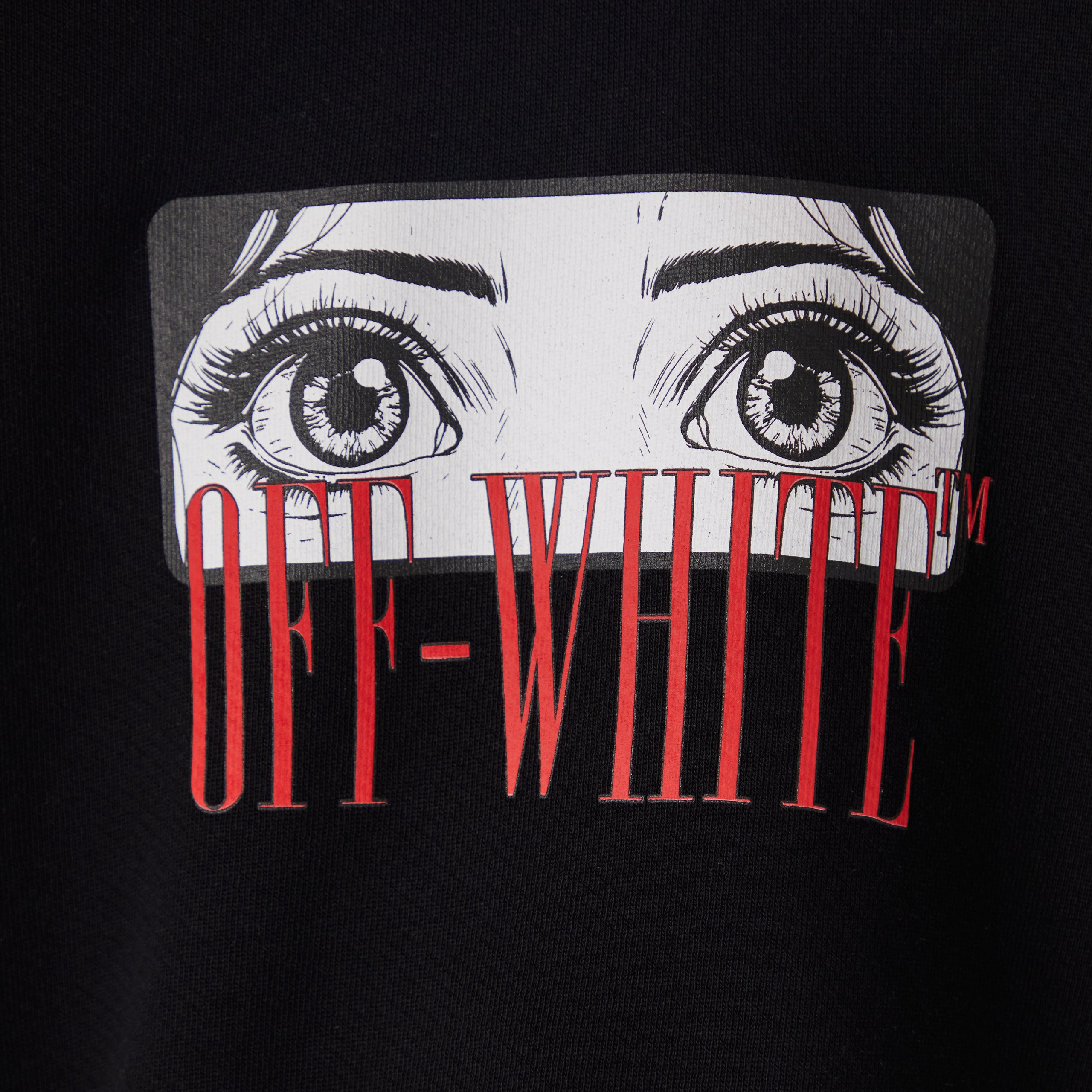 Off-white Anime Eyes Crop Crewneck Swearshirt In Black