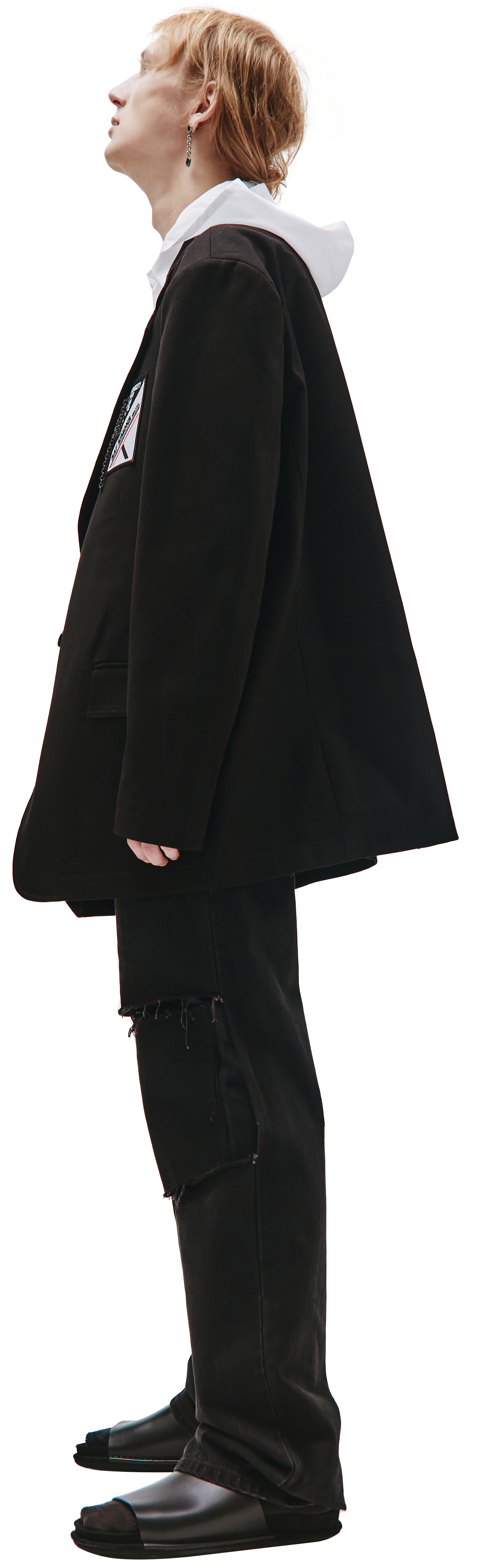 Buy Raf Simons men boxy oversized blazer in black for $2,845