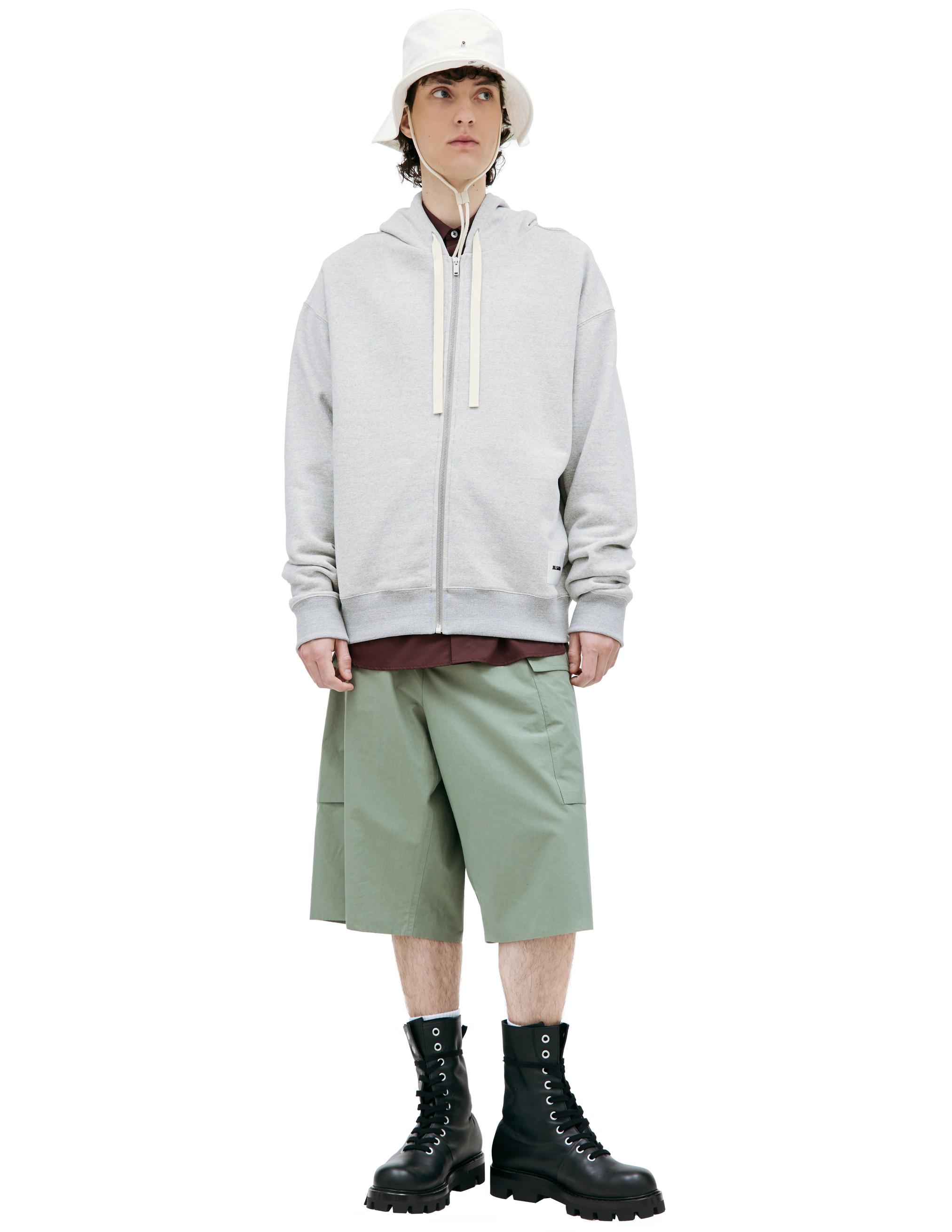 Jil Sander Grey zipped hoodie