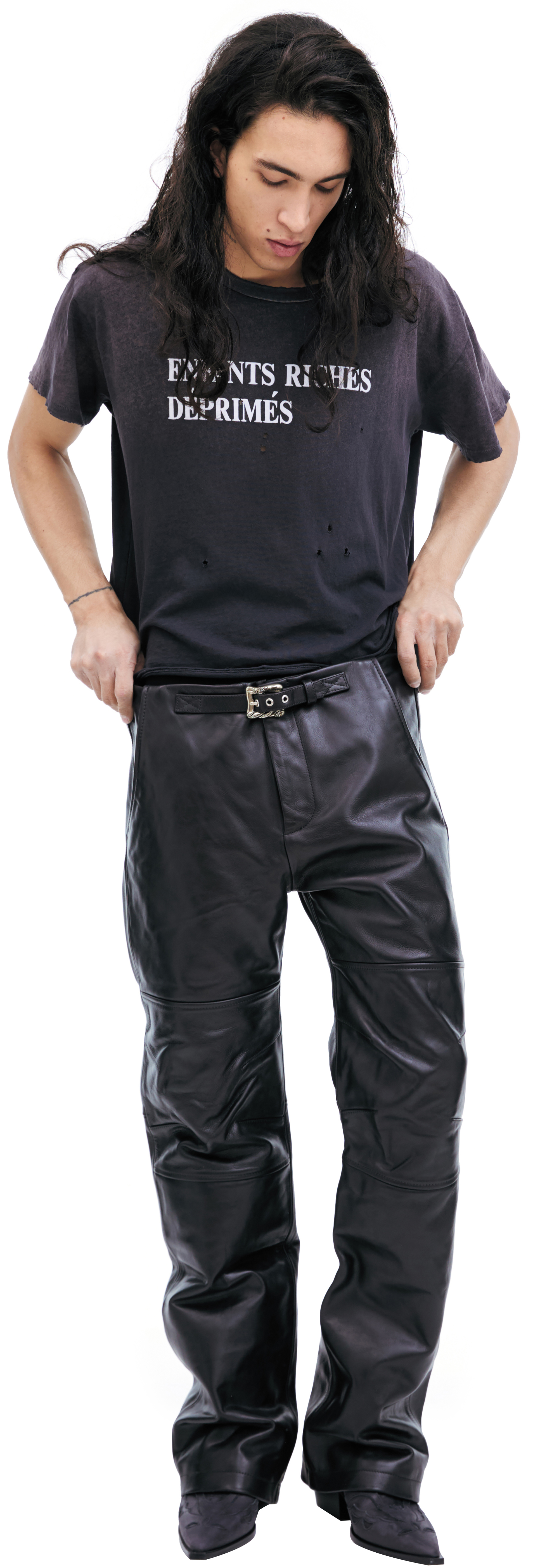 Buy Enfants Riches Déprimés men black leather trousers for €3,625