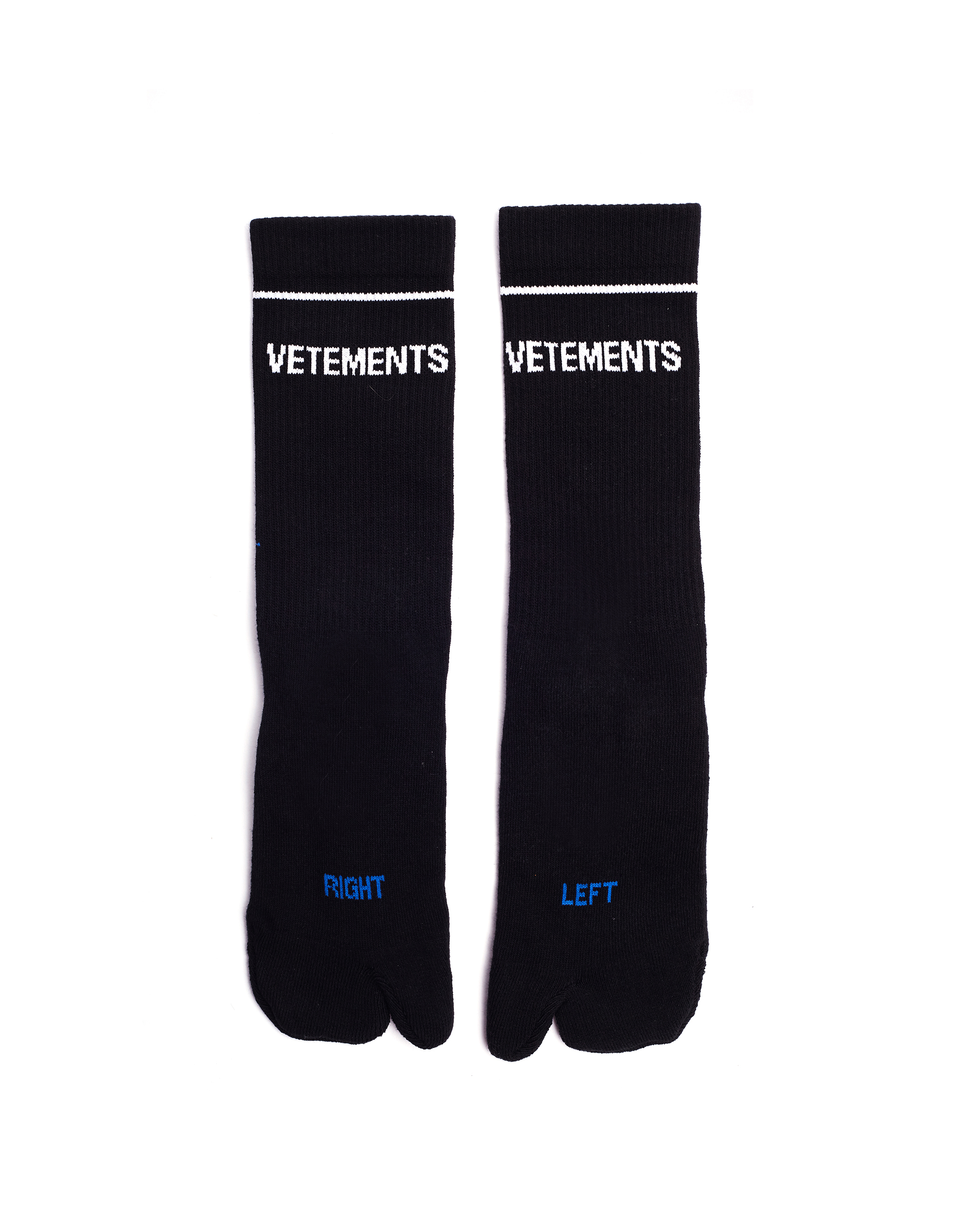 Buy VETEMENTS women split-toe black cotton socks for €67