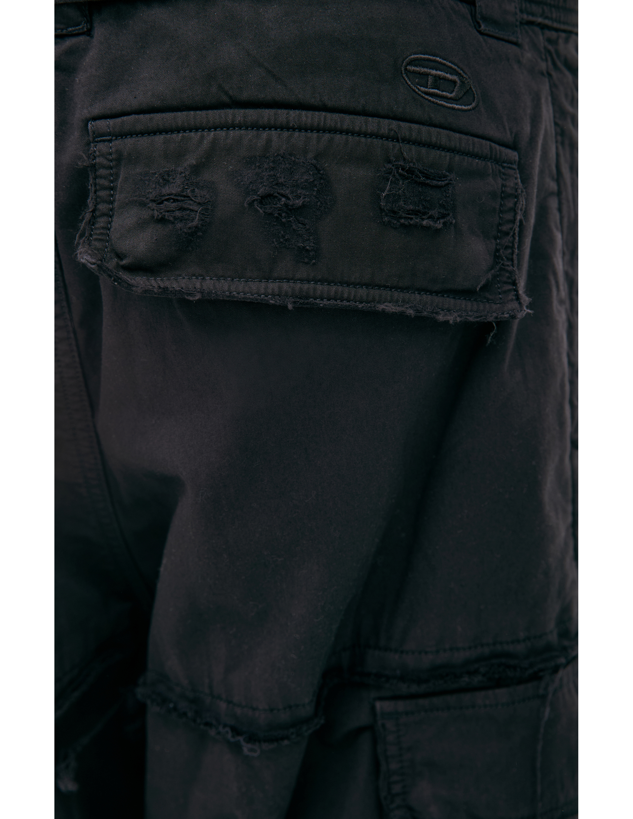 Diesel Ripped Kargo Trousers In Black