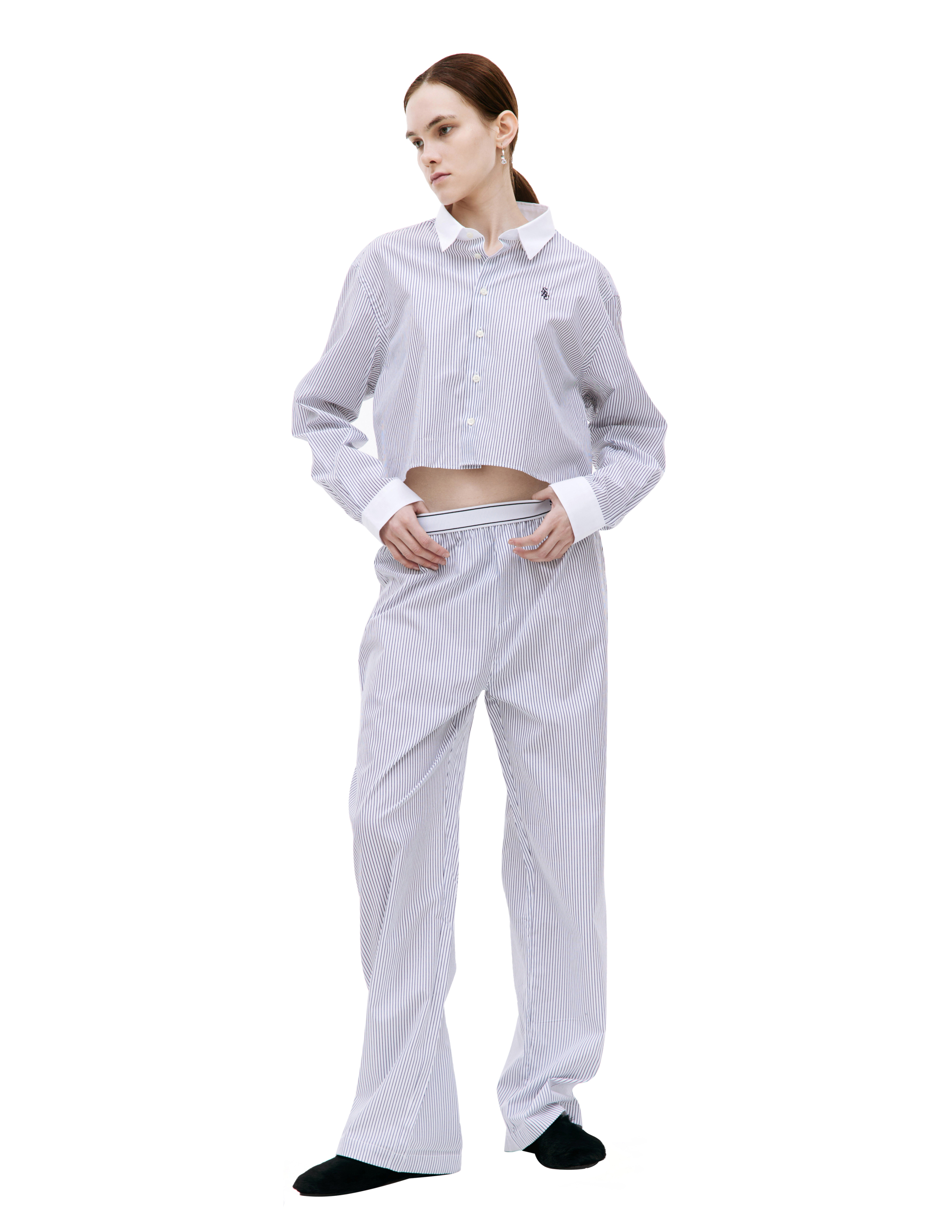 Shop Sporty And Rich Cotton Cropped Shirt In White