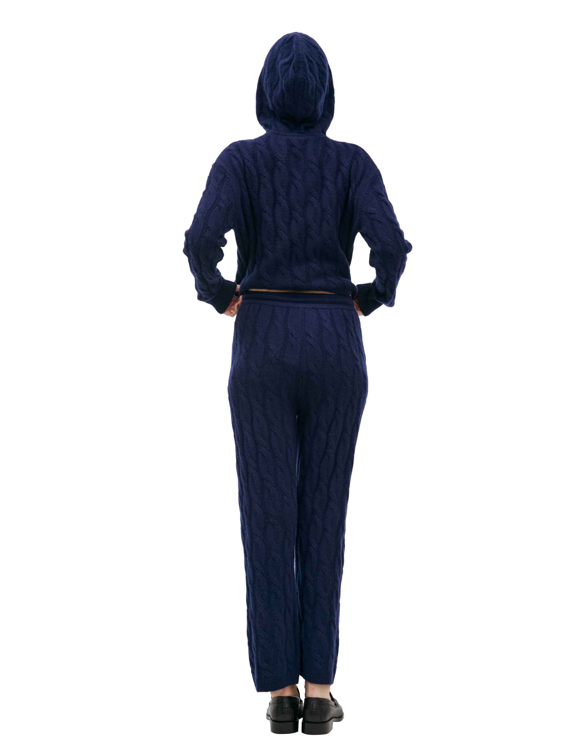 Sporty And Rich Coarse-knit Cashmere Trousers In Navy Blue