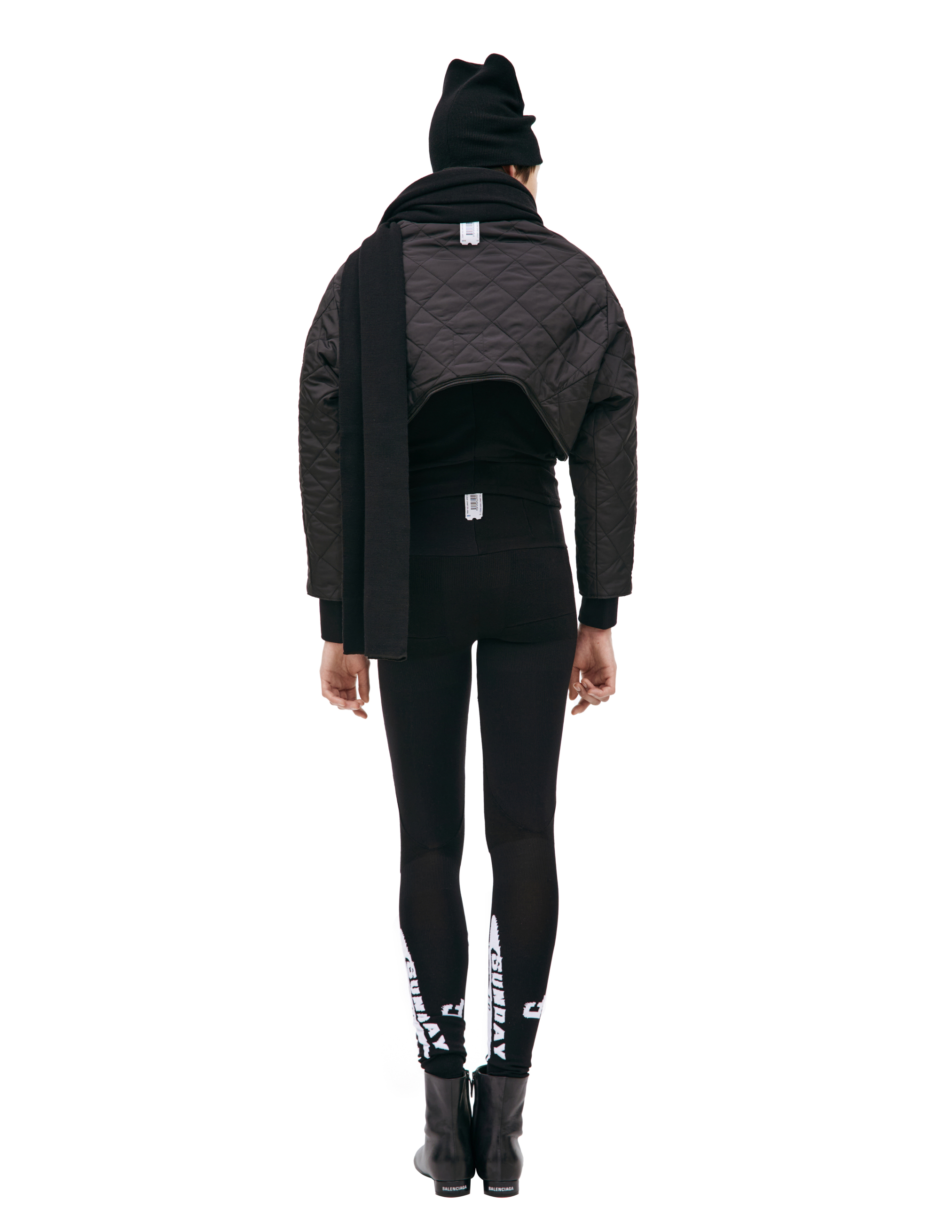Prototypes Jacket With A Sewn-in Scarf In Black