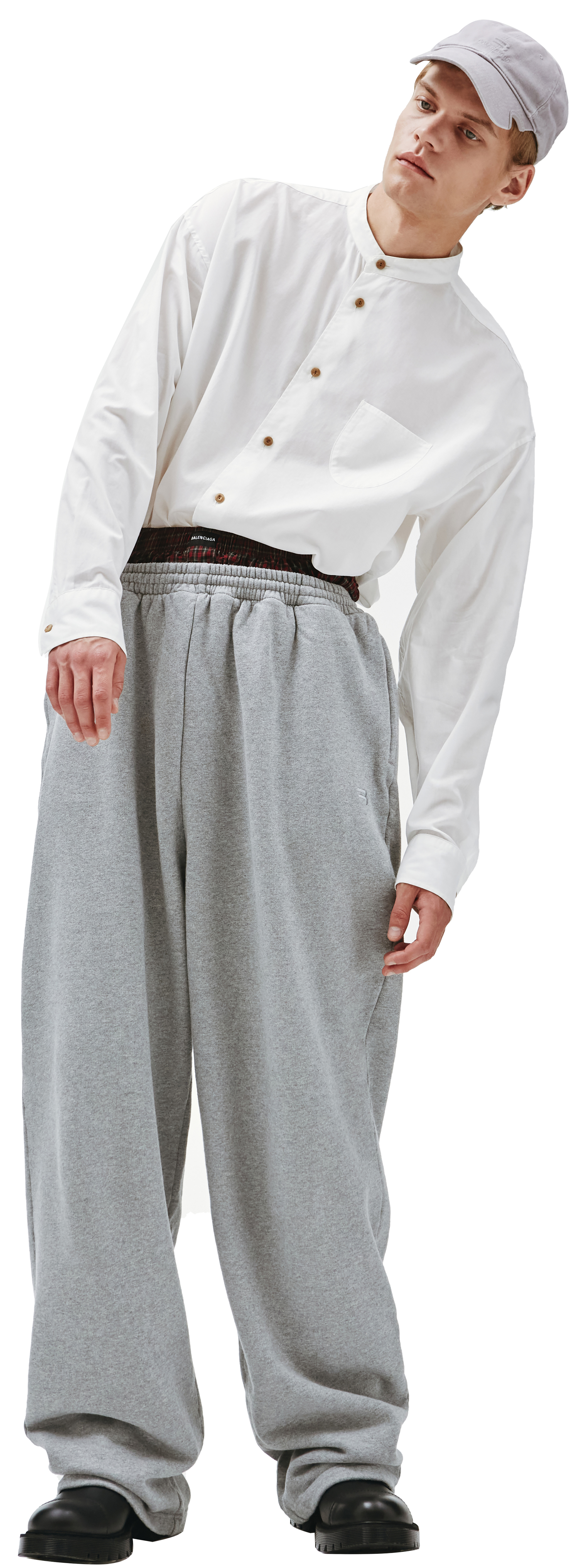 Buy Balenciaga men double waistband sweatpants red and grey