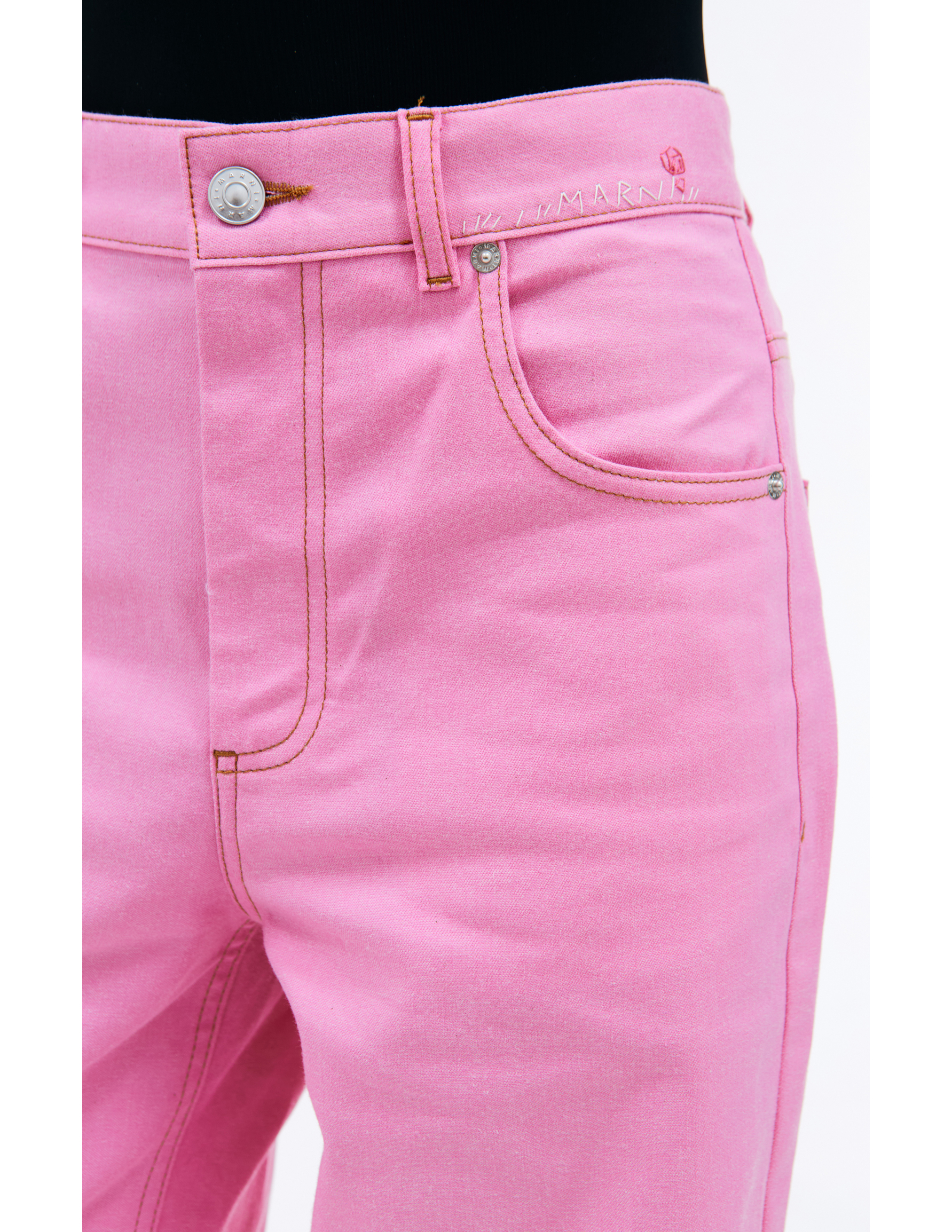 Shop Marni Embroidered Logo Jeans In Pink