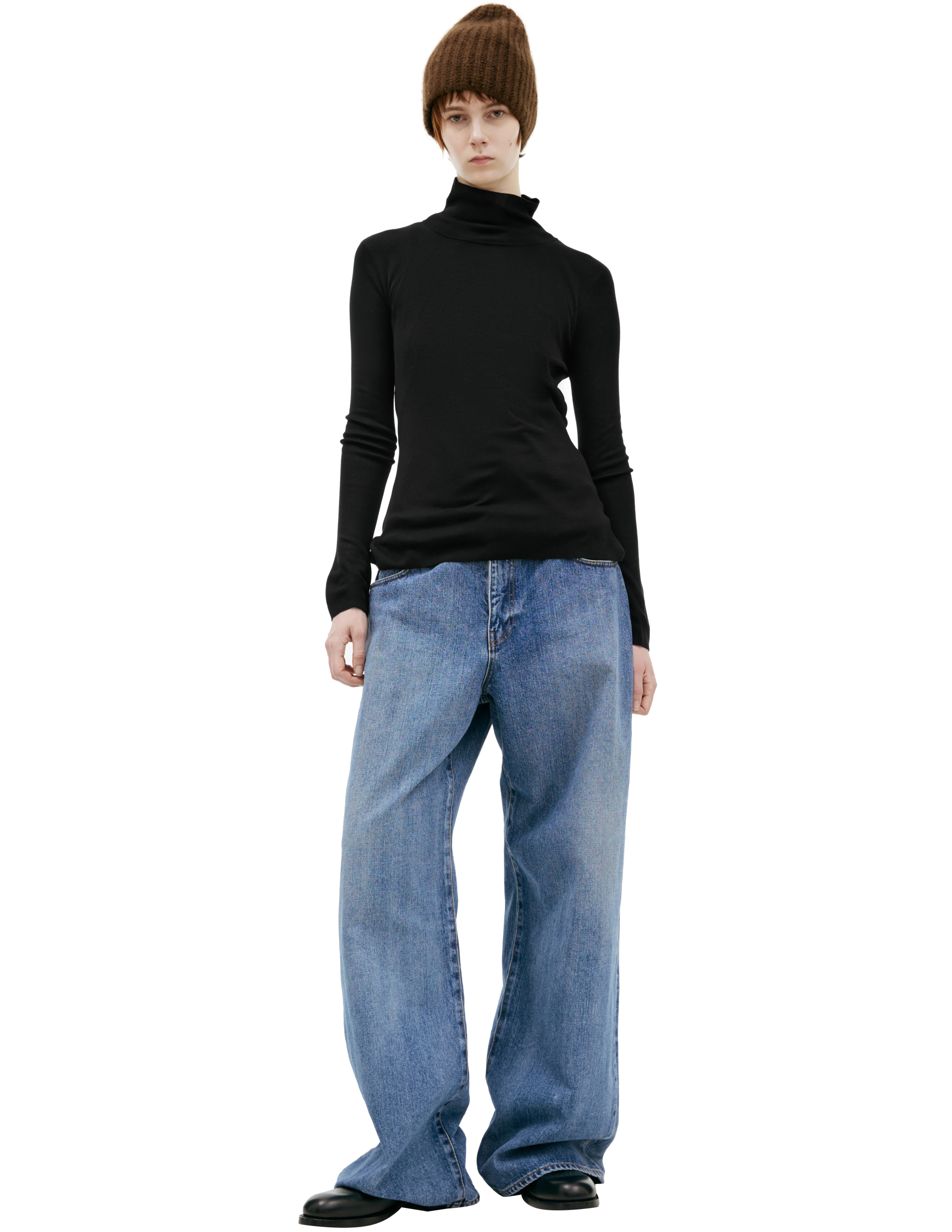 The Row Basic Silk Turtleneck In Black