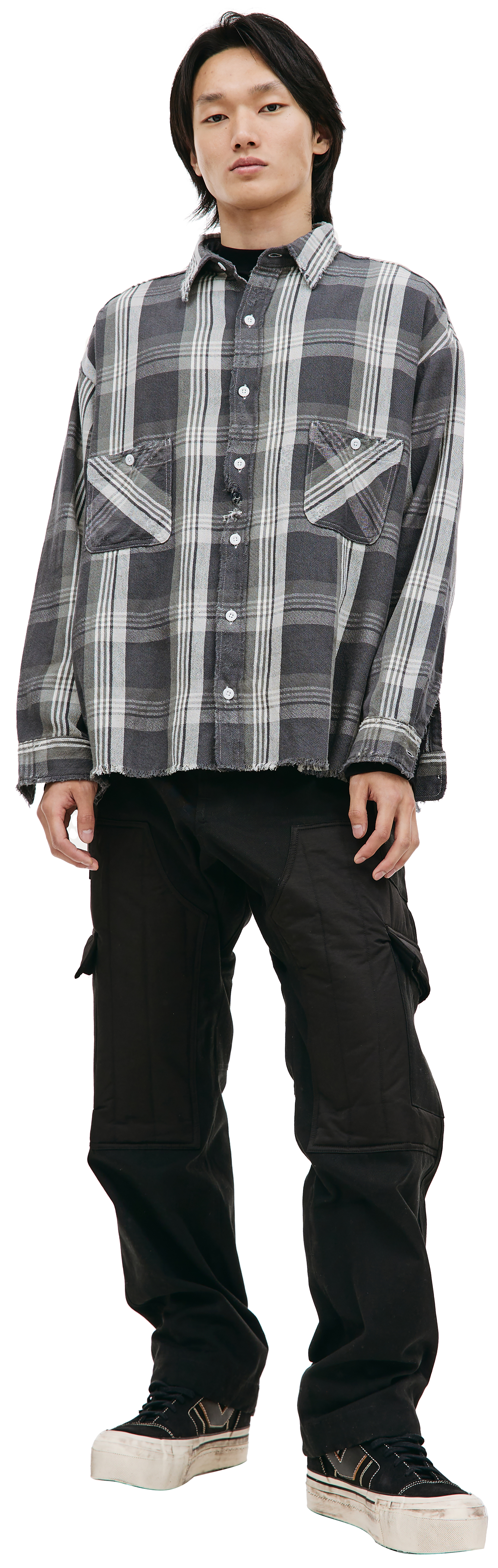 Buy Saint Michael men grey flannel checked shirt for $915 online on