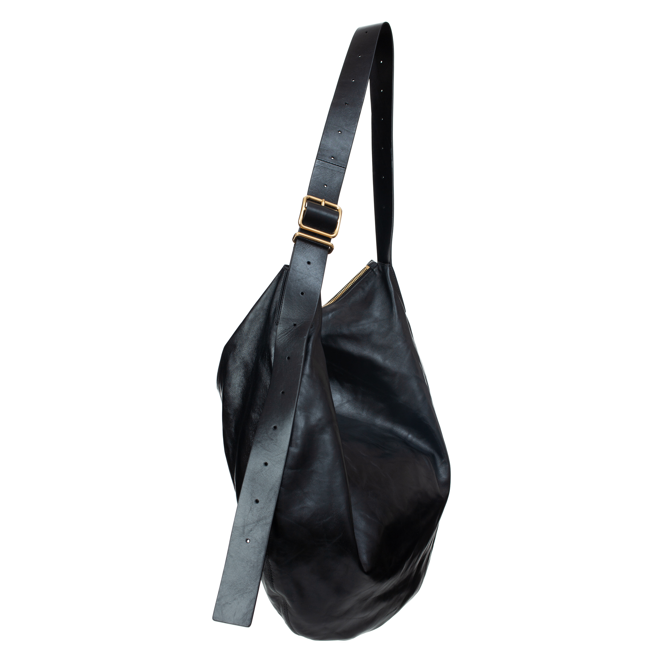 Shop Jil Sander Moon Large Leather Bag In Black