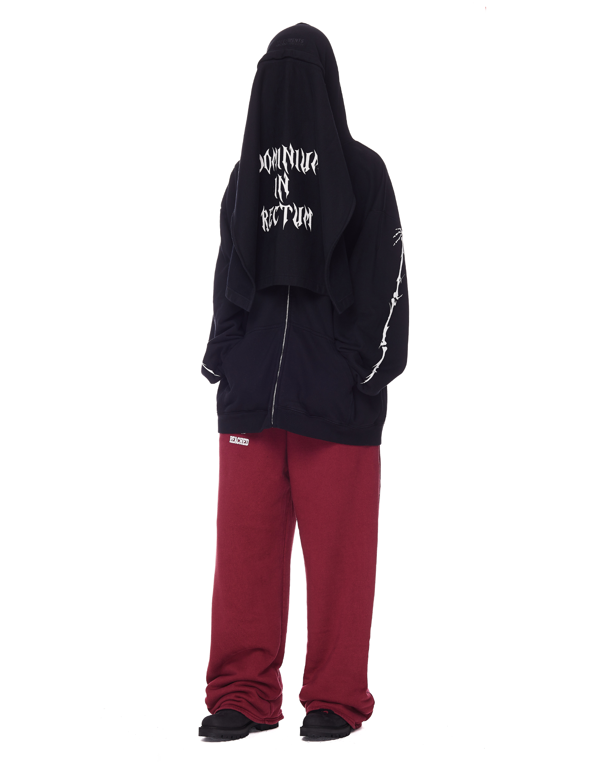 Vetements Dominium In Rectum Hoodie ブラック Buy VETEMENTS men black dominium in rectum zip-up hoodie for