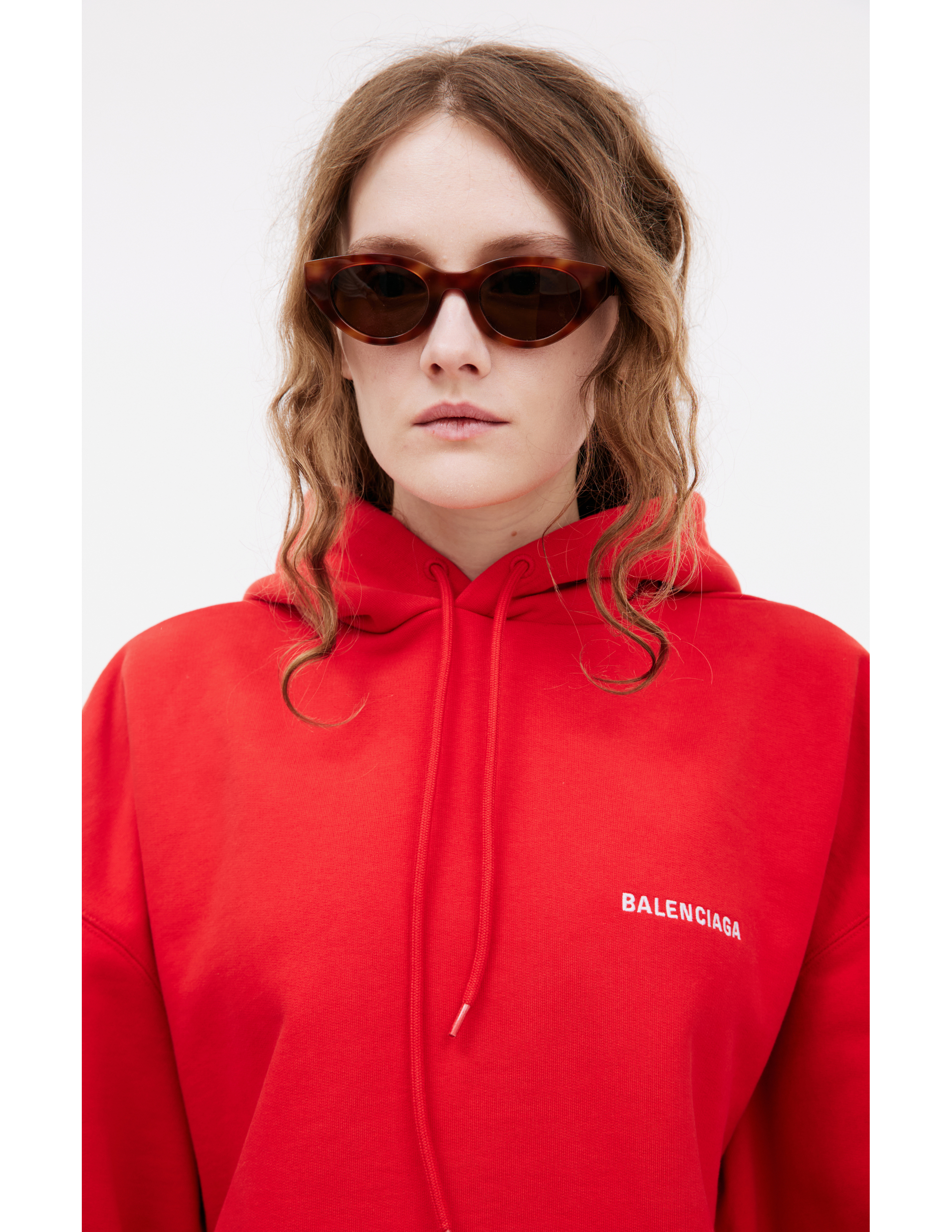 Shop Balenciaga Oversize Logo Hoodie In Red