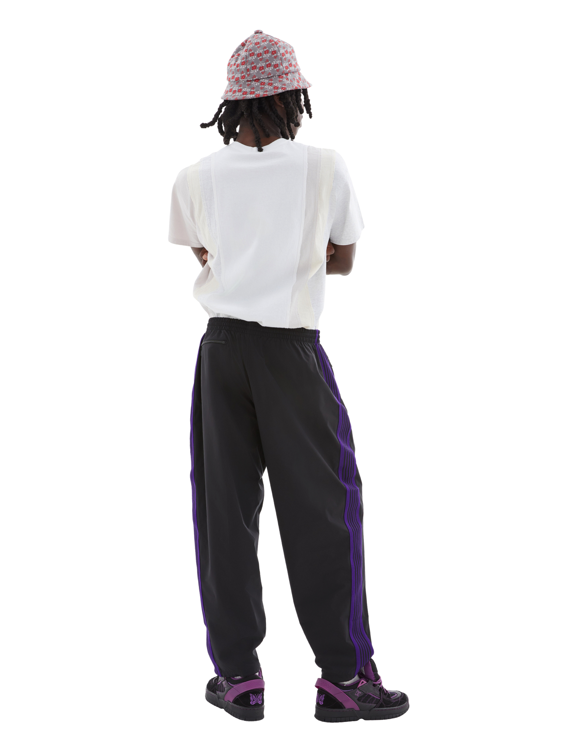 Needles Black Trousers With Stripes In Black