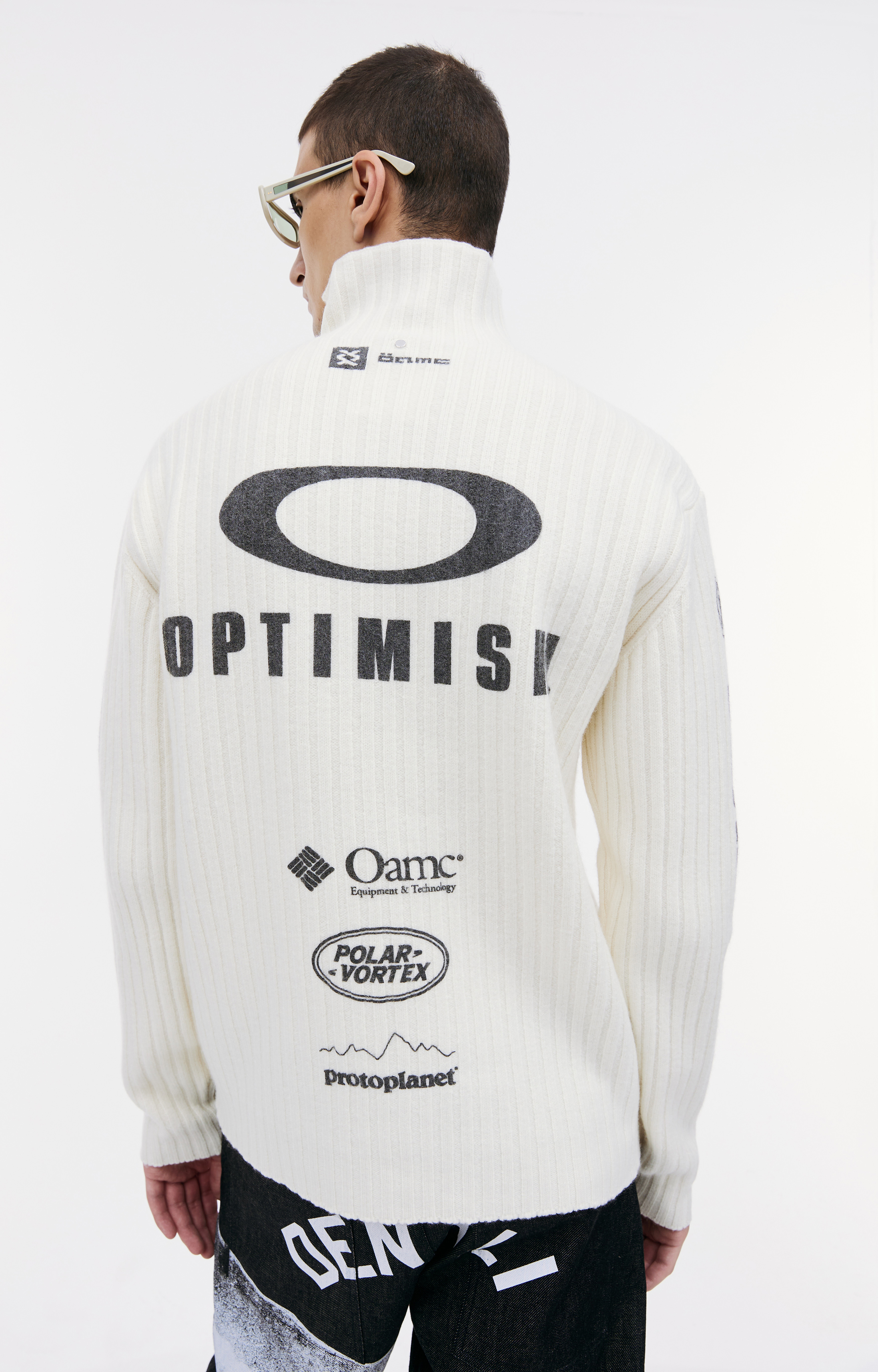 Buy OAMC men beige wool logo sweater for $1,160 online on SV77